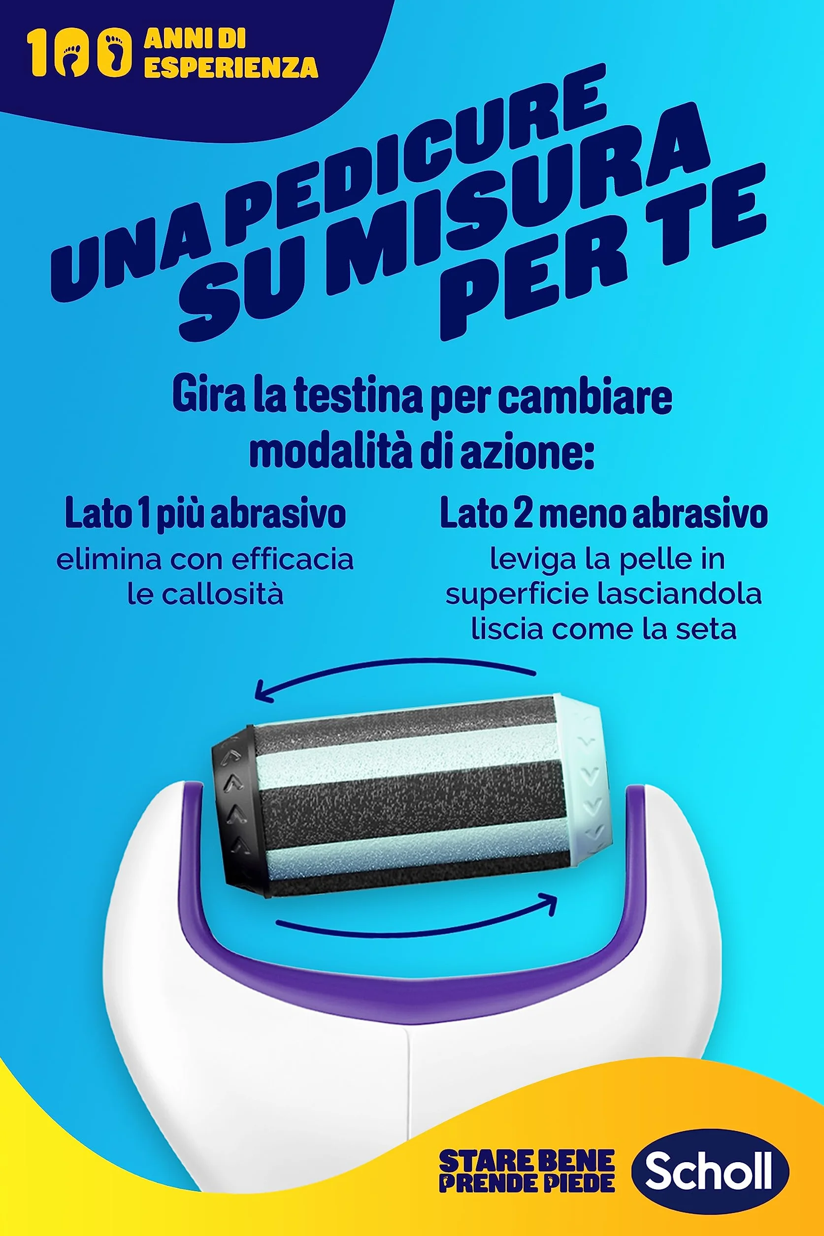Scholl Velvet 2in1 Sistema di Pedicure Elettronico per Levigare i Piedi, Testine Interscambiabili a Doppia Azione