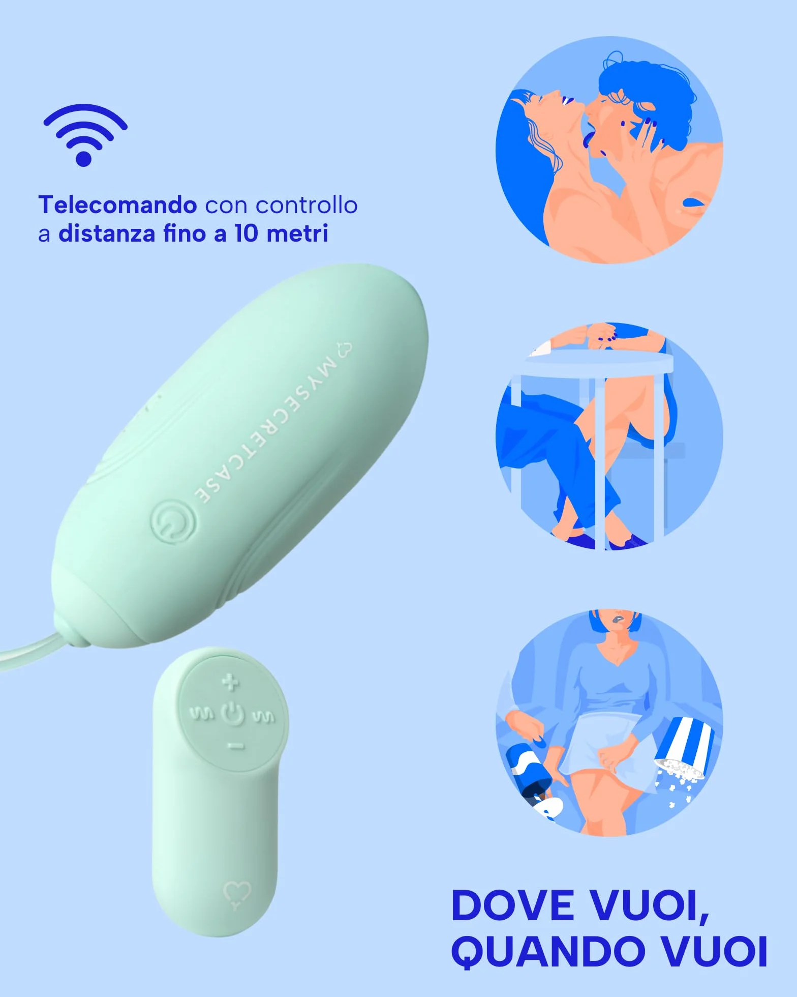 MySecretCase Ovetto Vibrante Wireless Comando a Distanza 7 Vibrazioni 4 Intensità Impermeabile