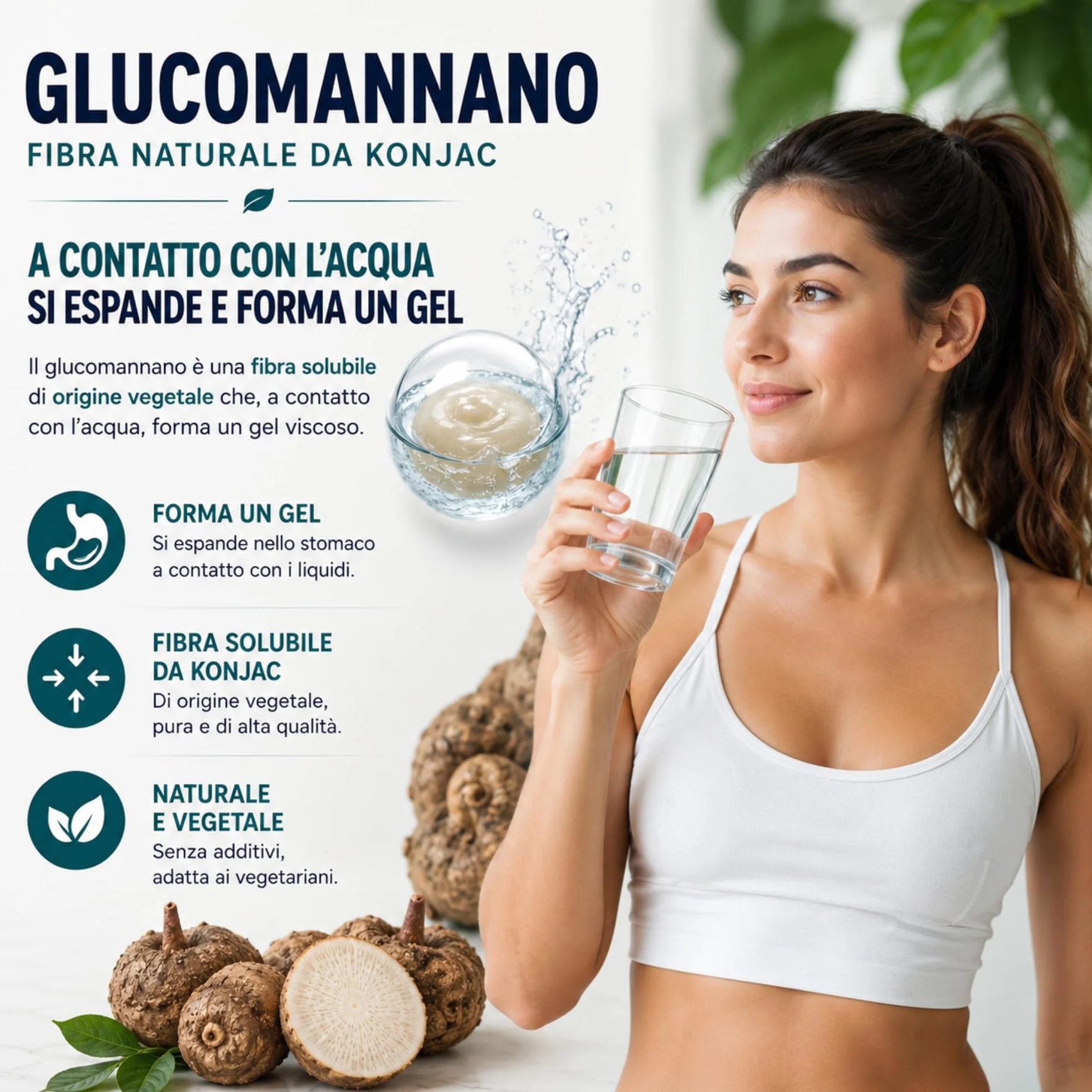 Glucomannano Forte 210 capsule 3000mg per dose giornaliera, alto dosaggio konjac fibra saziante