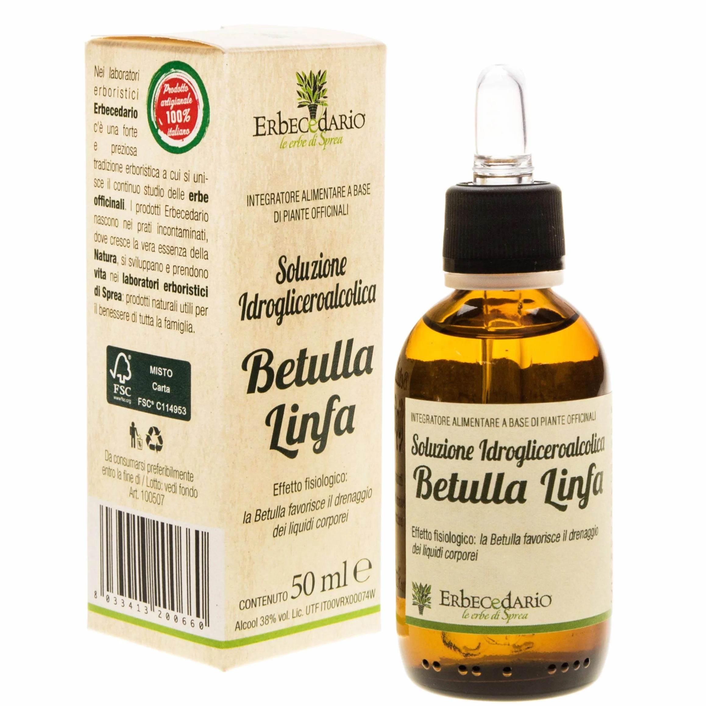 Linfa di betulla gemmoderivato drenante forte 50ml Made in Italy