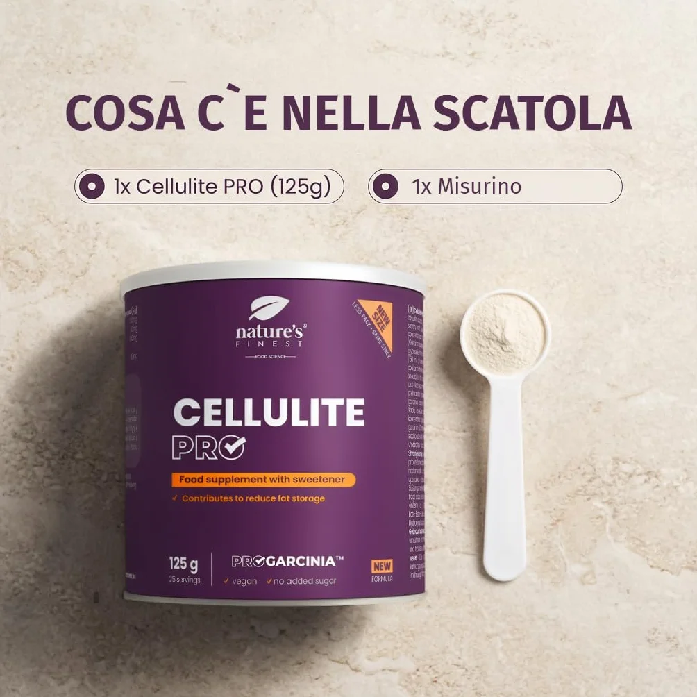 Nature's Finest Cellulite PRO Integratore Alimentare in Polvere Garcinia Cambogia Estratto Vino Rosso 125g