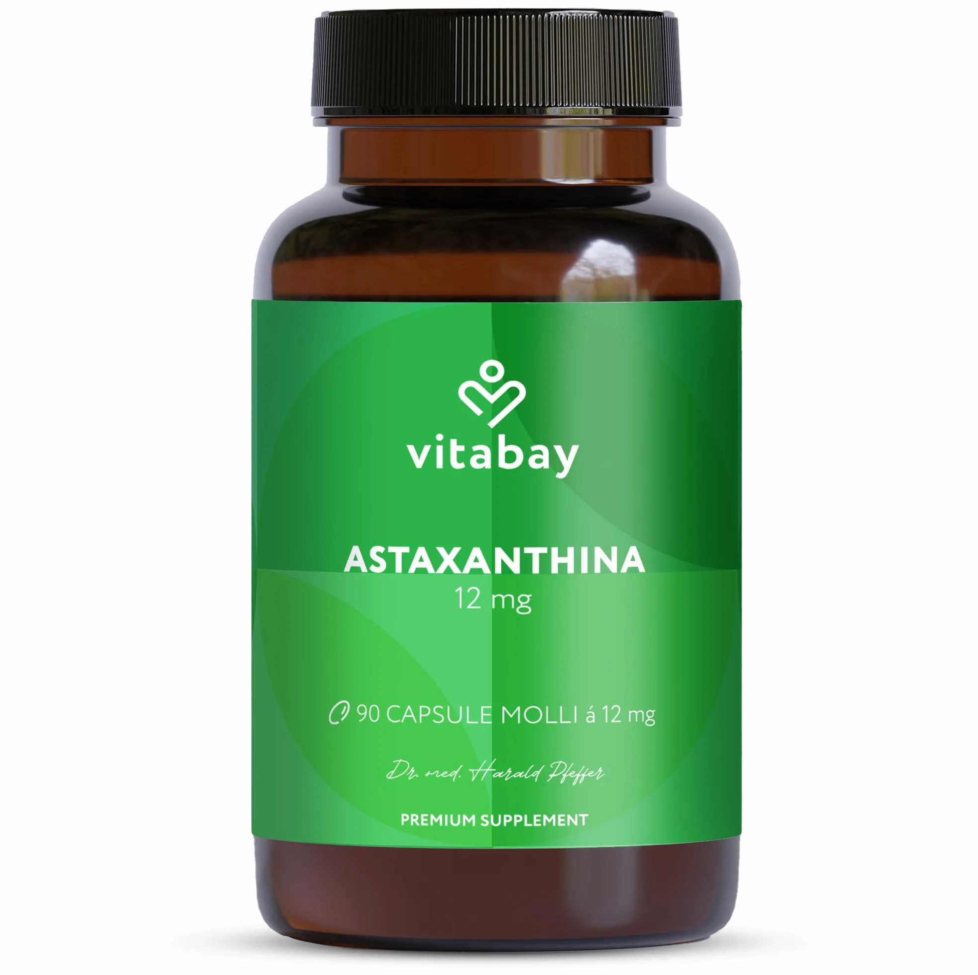 Vitabay Astaxantina 12 mg 90 capsule softgel vegane estratto di alga Haematococcus pluvialis