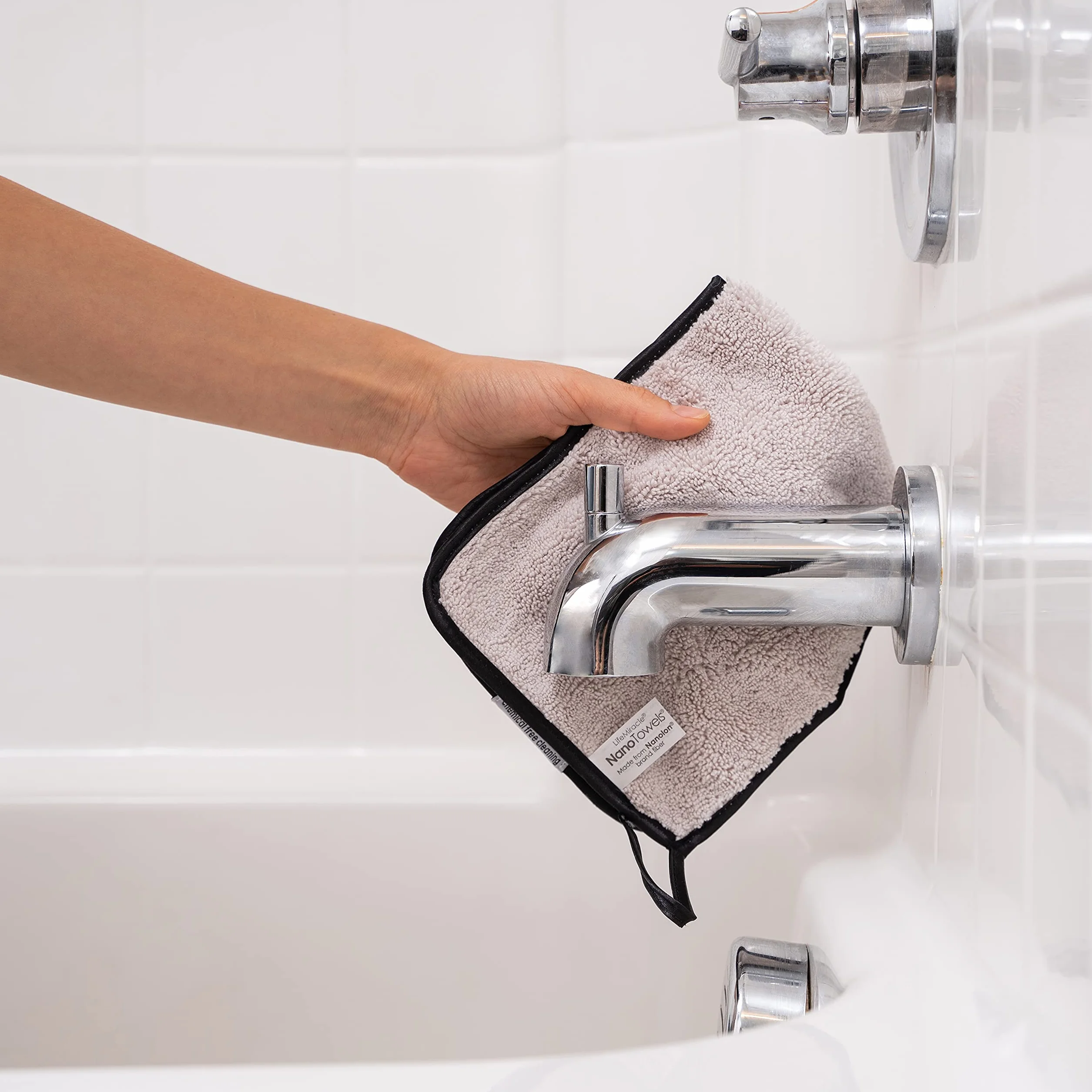 Nano Towels Grigio chiaro 7x16 Asciugamano di Pulizia in Acciaio Inossidabile con Disposizione Nera