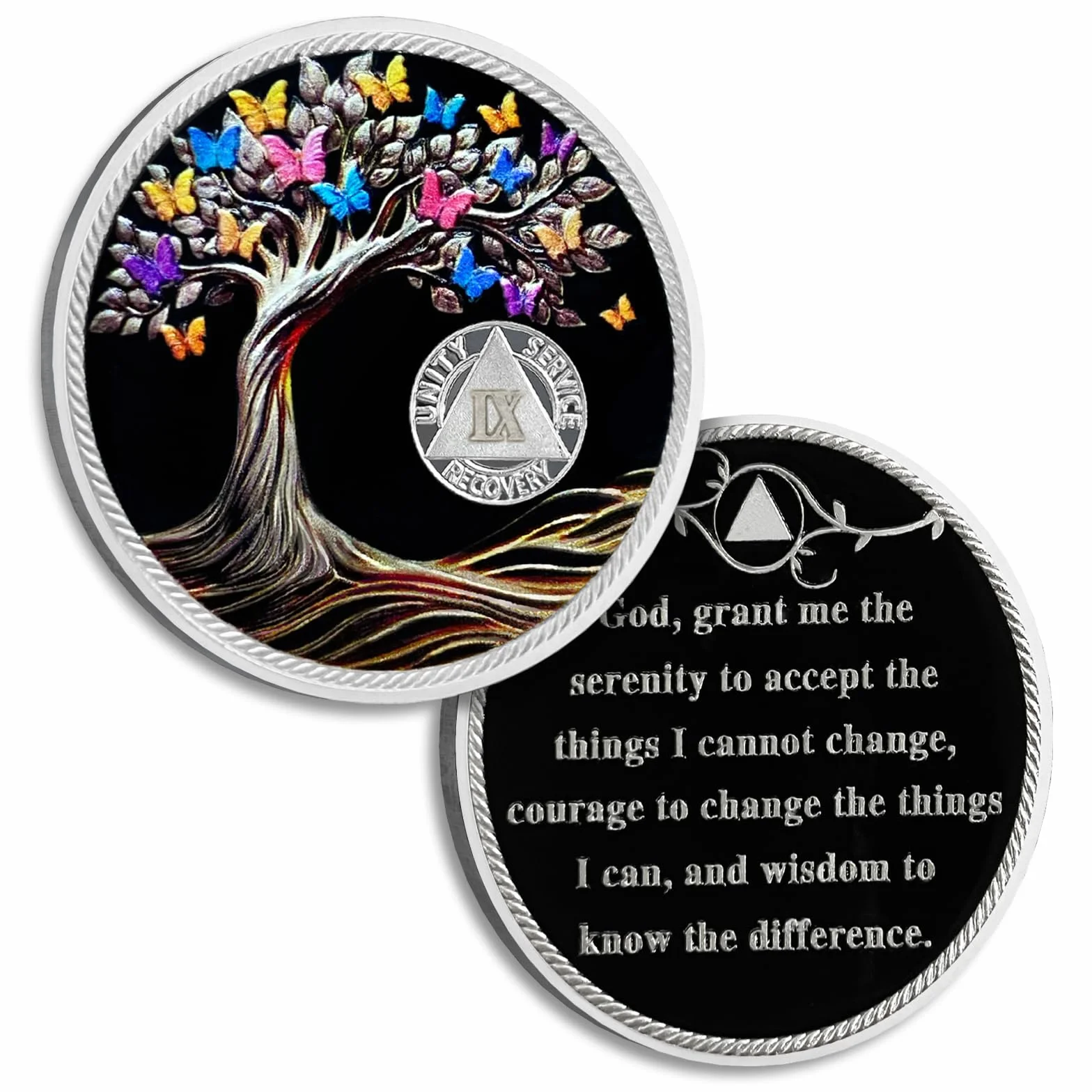 Sobriety Coin Butterfly Albero della Vita AA Chip Medaglione Sobrietà Token Regali Uomini Donne