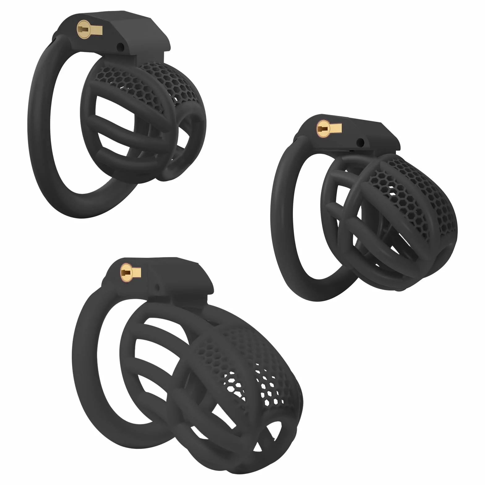 BDSMYEE chastity cage gabbia castità per uomo con 4 cockrings nero M