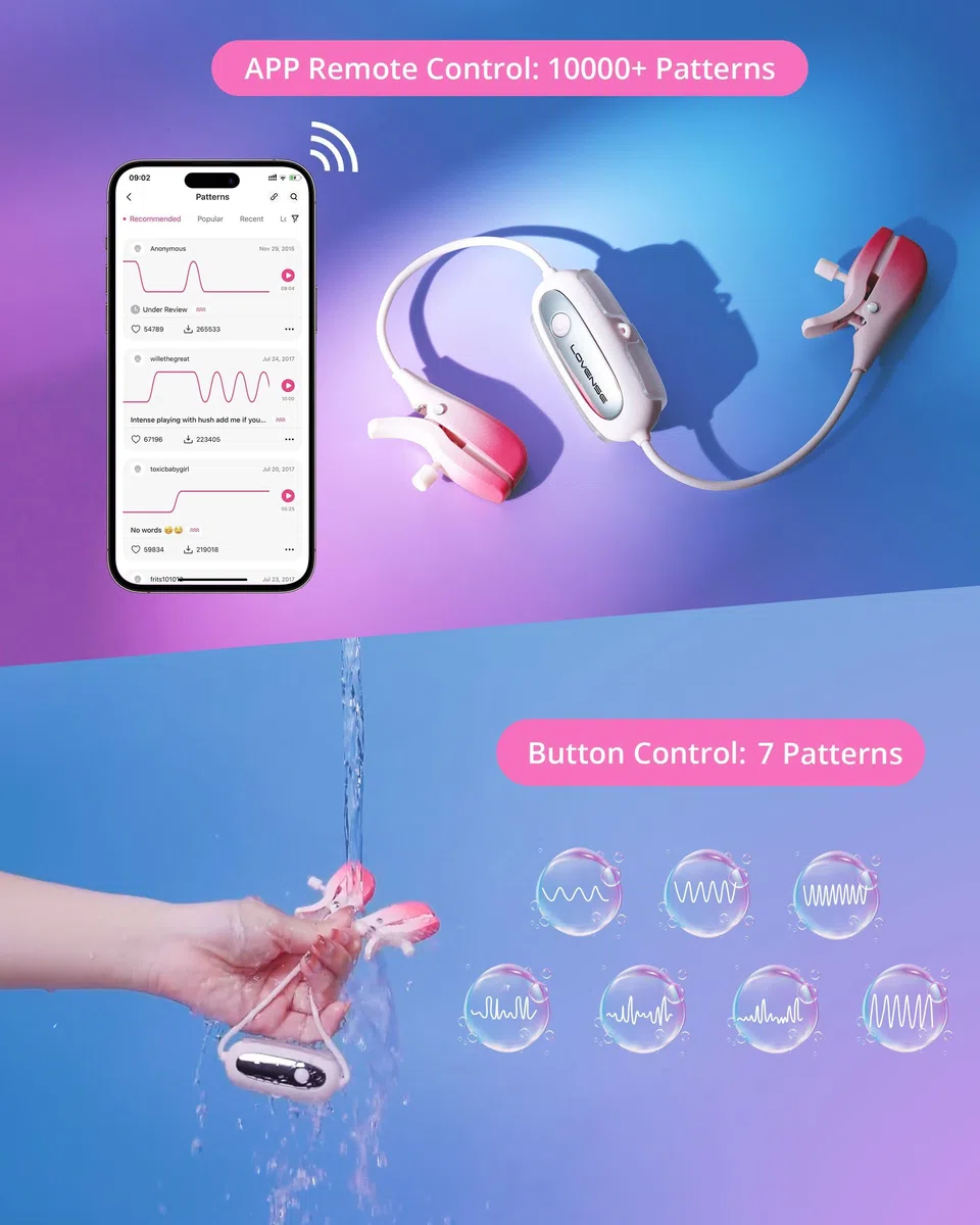 LOVENSE Gemini Morsetti per Capezzoli Sesso Elettrico, Vibratori Bluetooth App Control, Toys Sesso per Coppia Donna Uomo, Modalità di Vibrazione Personalizzate illimitate