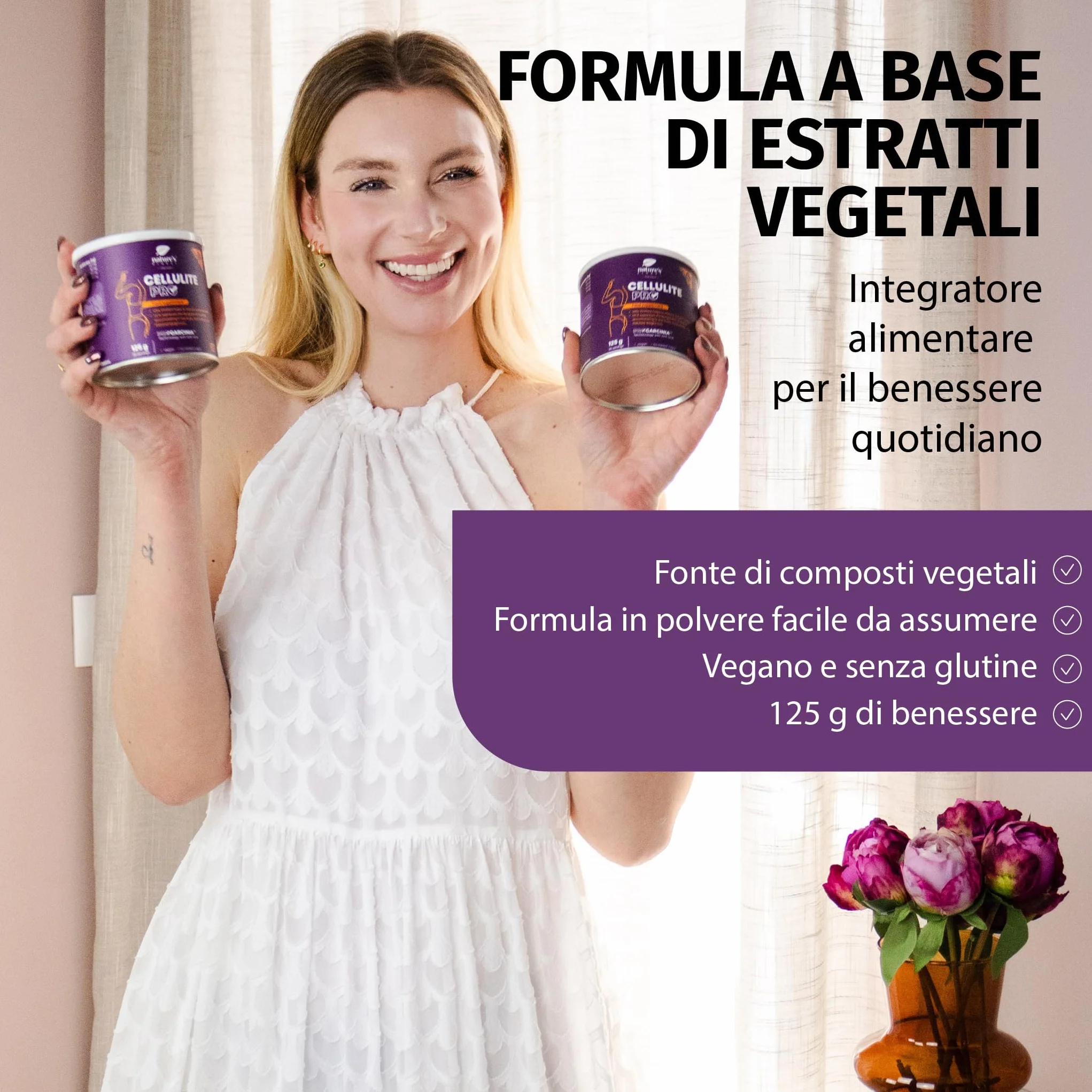 Nature's Finest Cellulite PRO Integratore Alimentare in Polvere Garcinia Cambogia Estratto Vino Rosso 125g