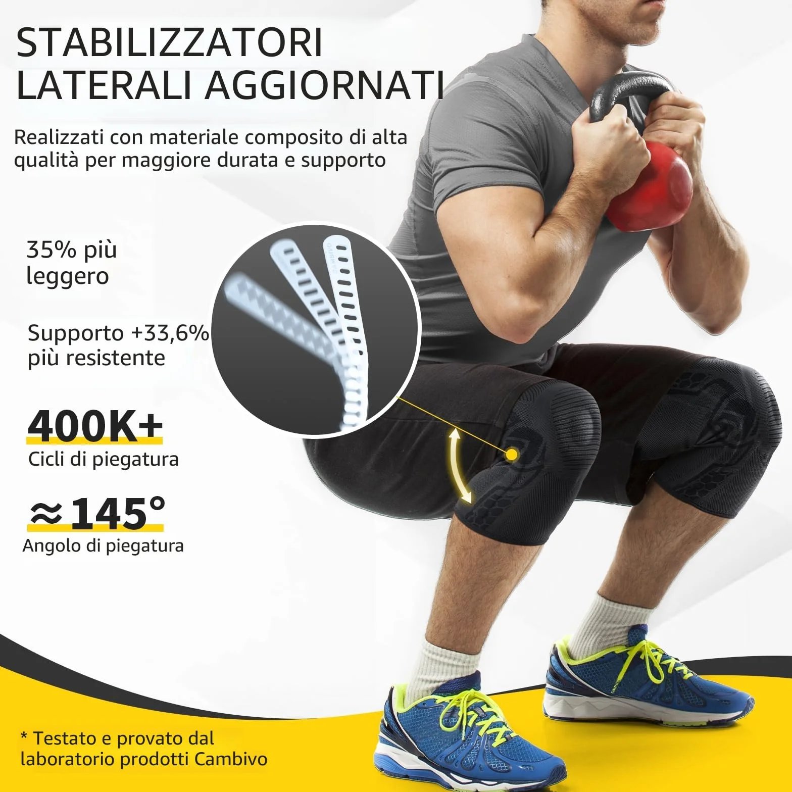 CAMBIVO Ginocchiera Ortopedica Compressiva con Gel per Rotula, Supporto Artrosi Ginocchio, Tutore per Corsa e Palestra