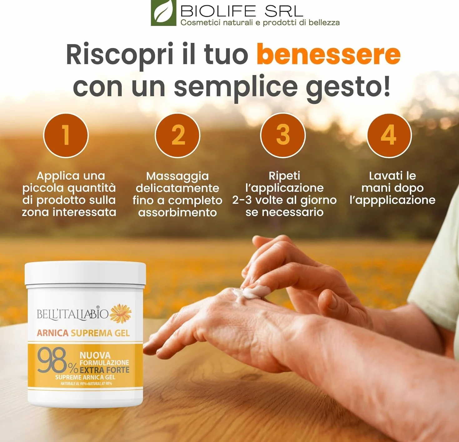 Arnica per Cavalli Uso Umano Suprema 500 ml Arnica Gel Forte 98% Crema Recupero Muscoli Sportiva con Vitamina E, Menta e Lavanda, Made in Italy