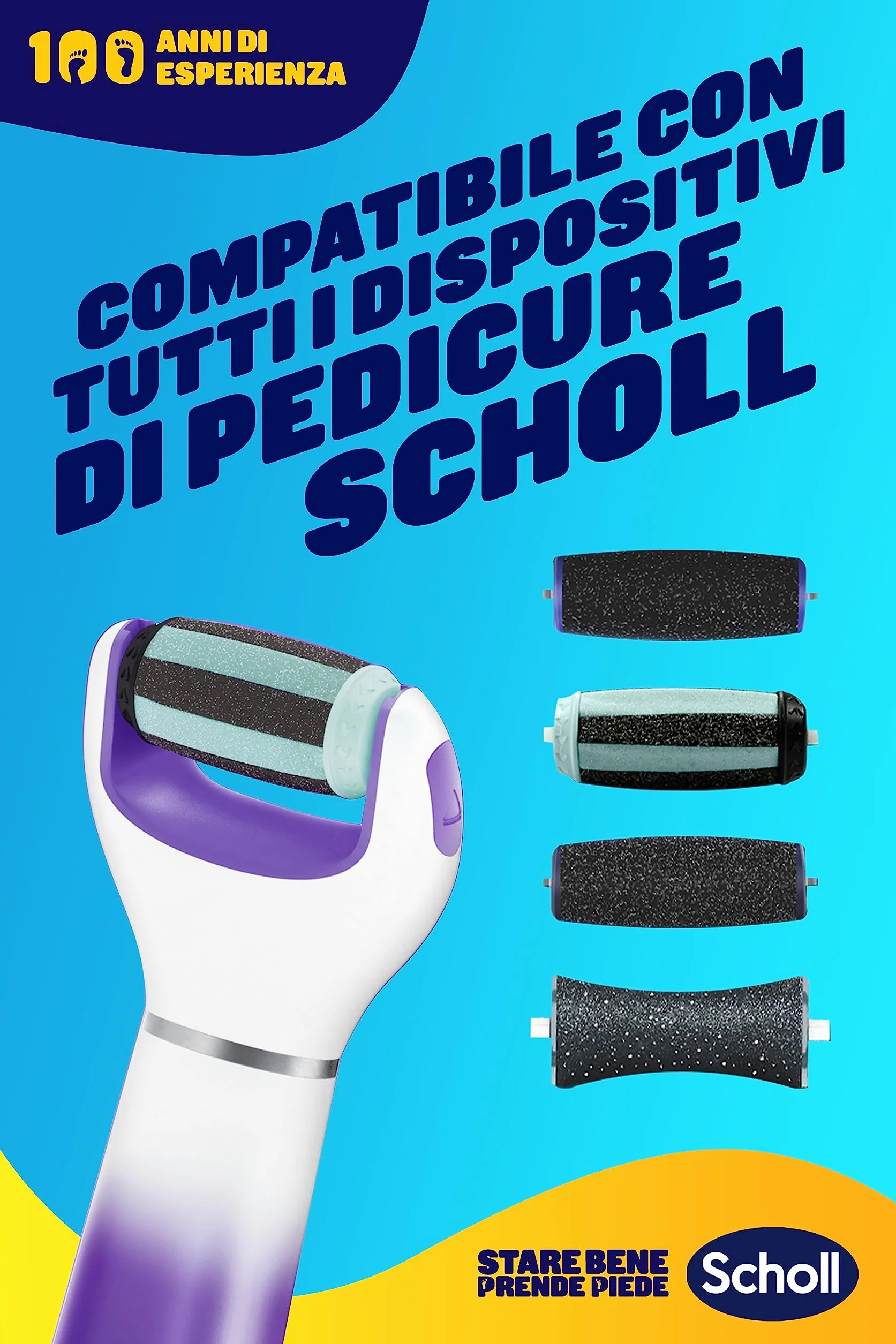Scholl Velvet 2in1 Sistema di Pedicure Elettronico per Levigare i Piedi, Testine Interscambiabili a Doppia Azione
