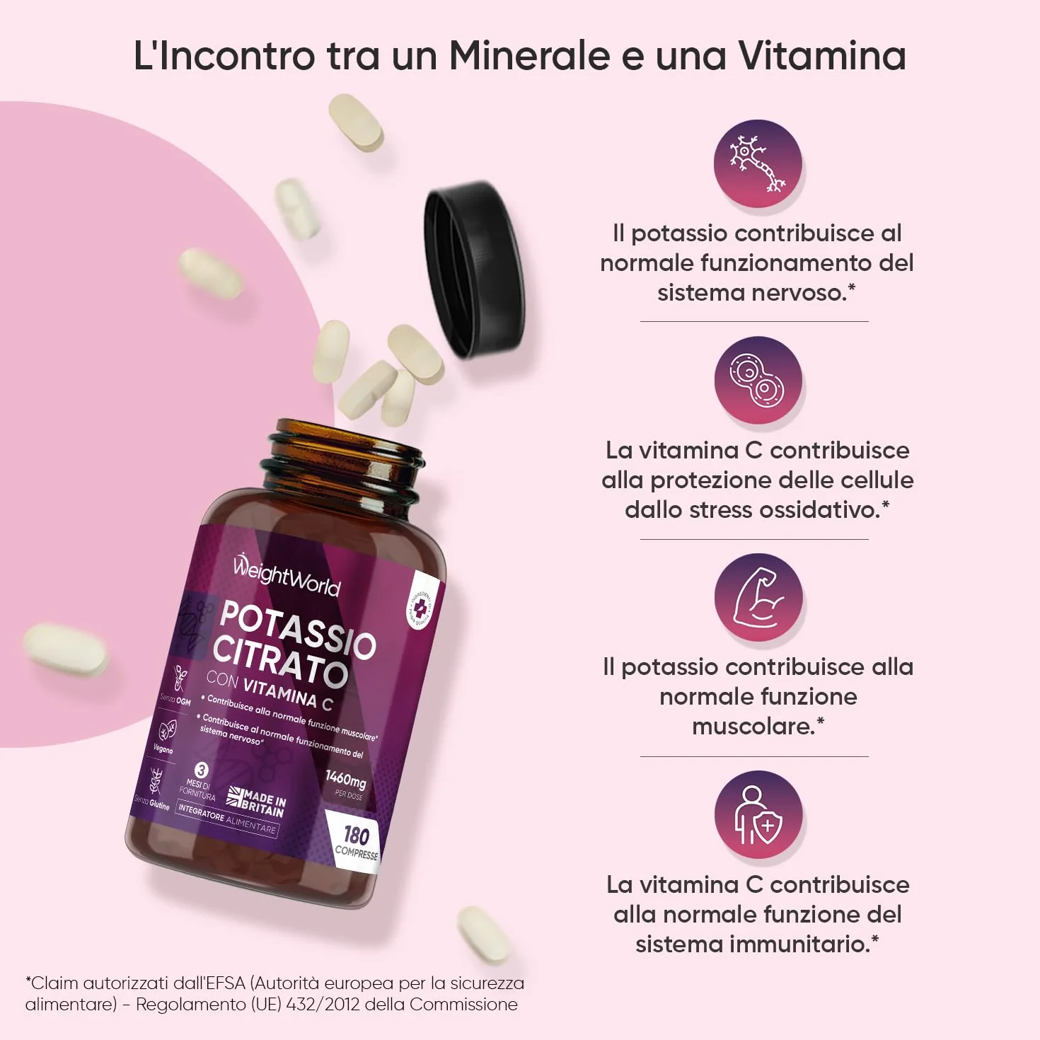 Potassio Citrato Vegano 180 Compresse con Vitamina C