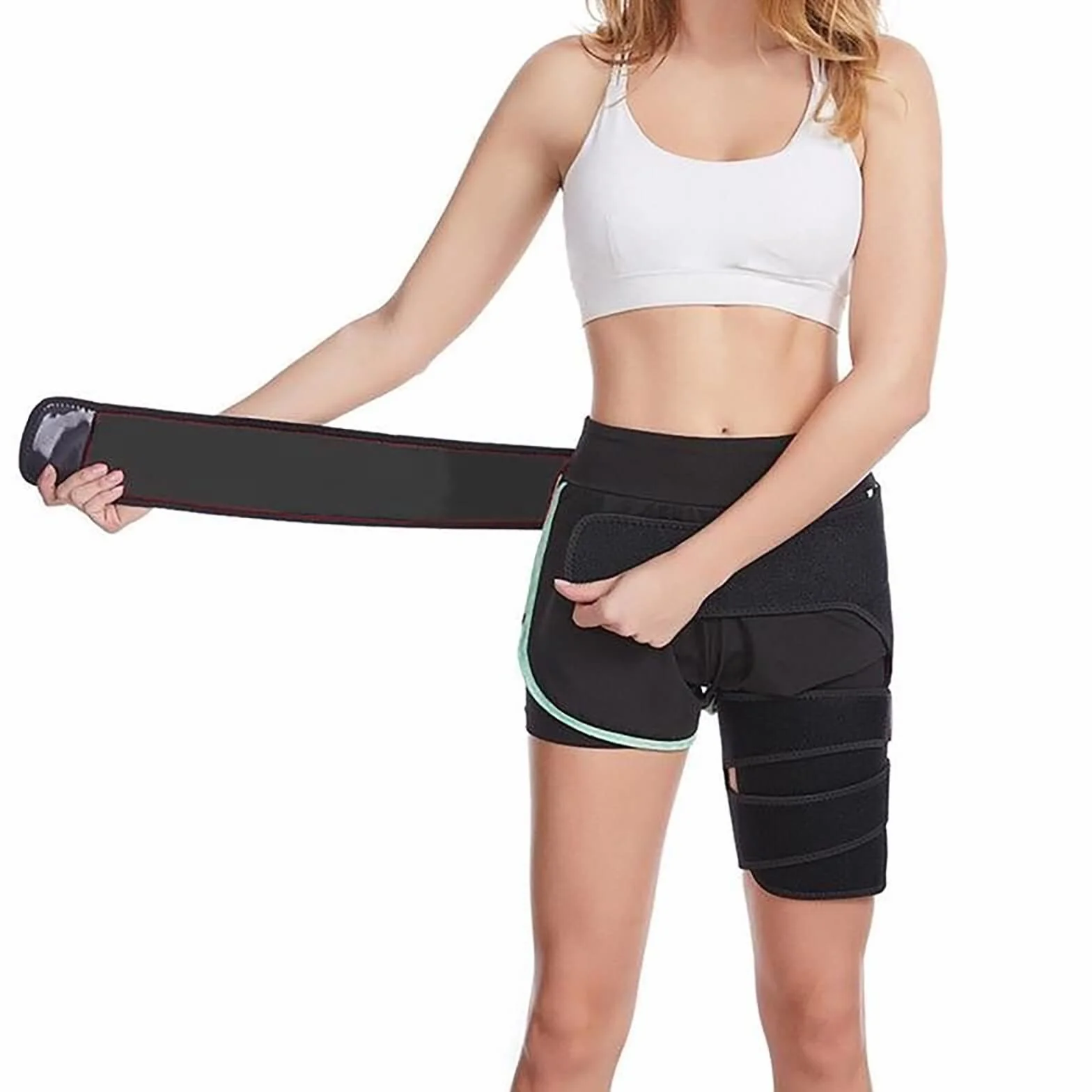 Tutore dell'anca per compressione coscia sollievo sciatica supporto gambe Manicotto avvolgente fianchi muscolari stabilizzatori