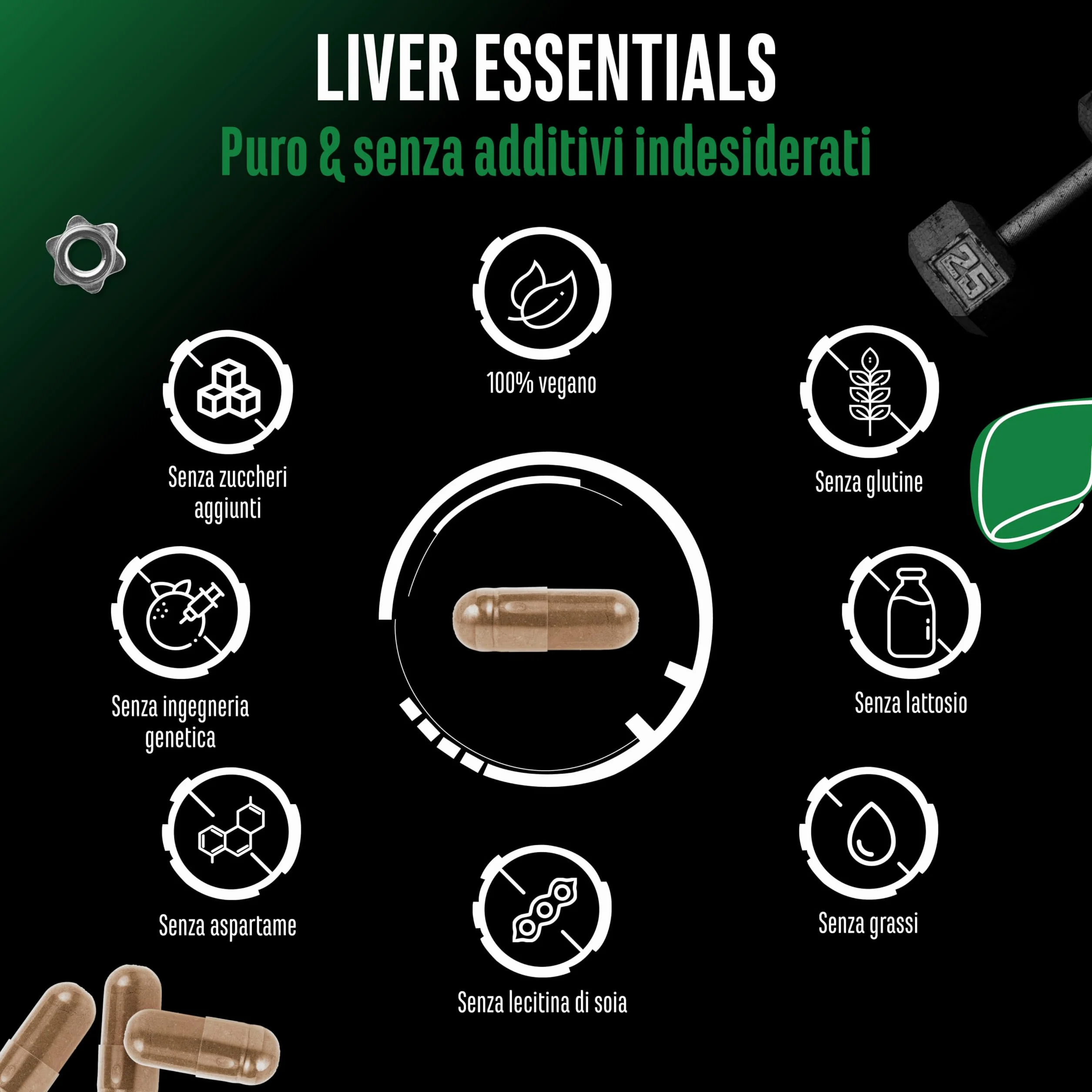 Complesso epatico Liver Essentials 180 capsule cardo mariano colina NAC carciofo tarassaco vegan