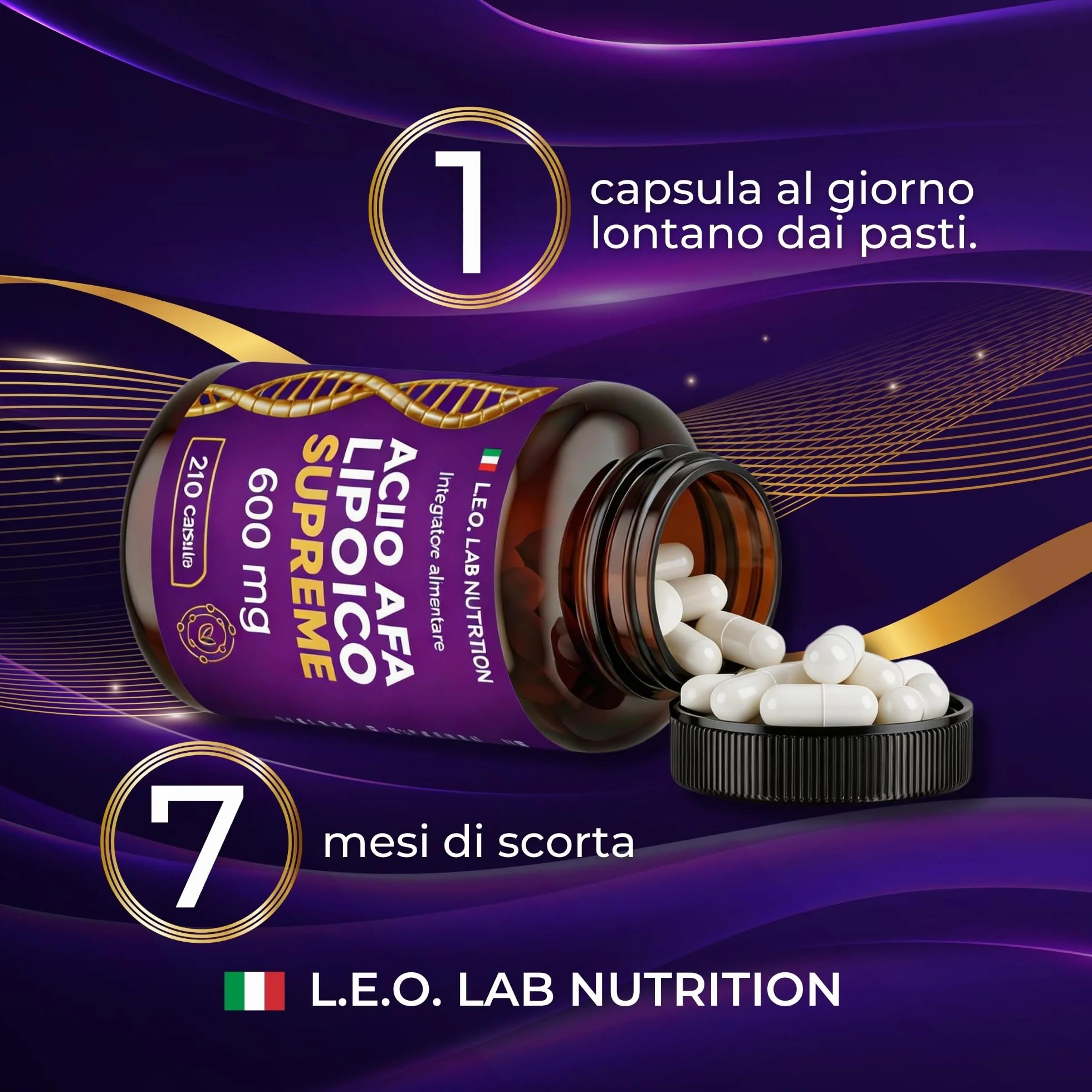 Acido Alfa Lipoico 600mg 210 Capsule Alto Dosaggio 7 Mesi Scorta