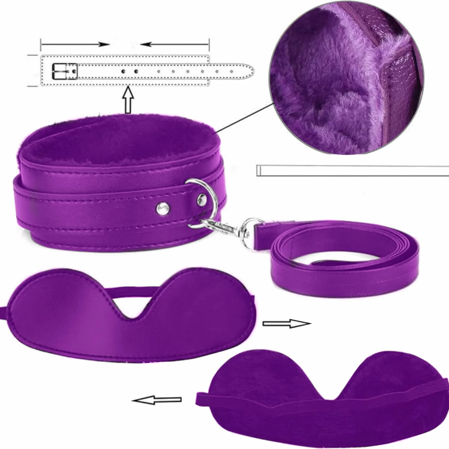 Qoosea 15 Pezzi Bondage Kit SM Set Erotico Giocattoli Sessuali BDSM Manette per Principianti e Esperti Viola