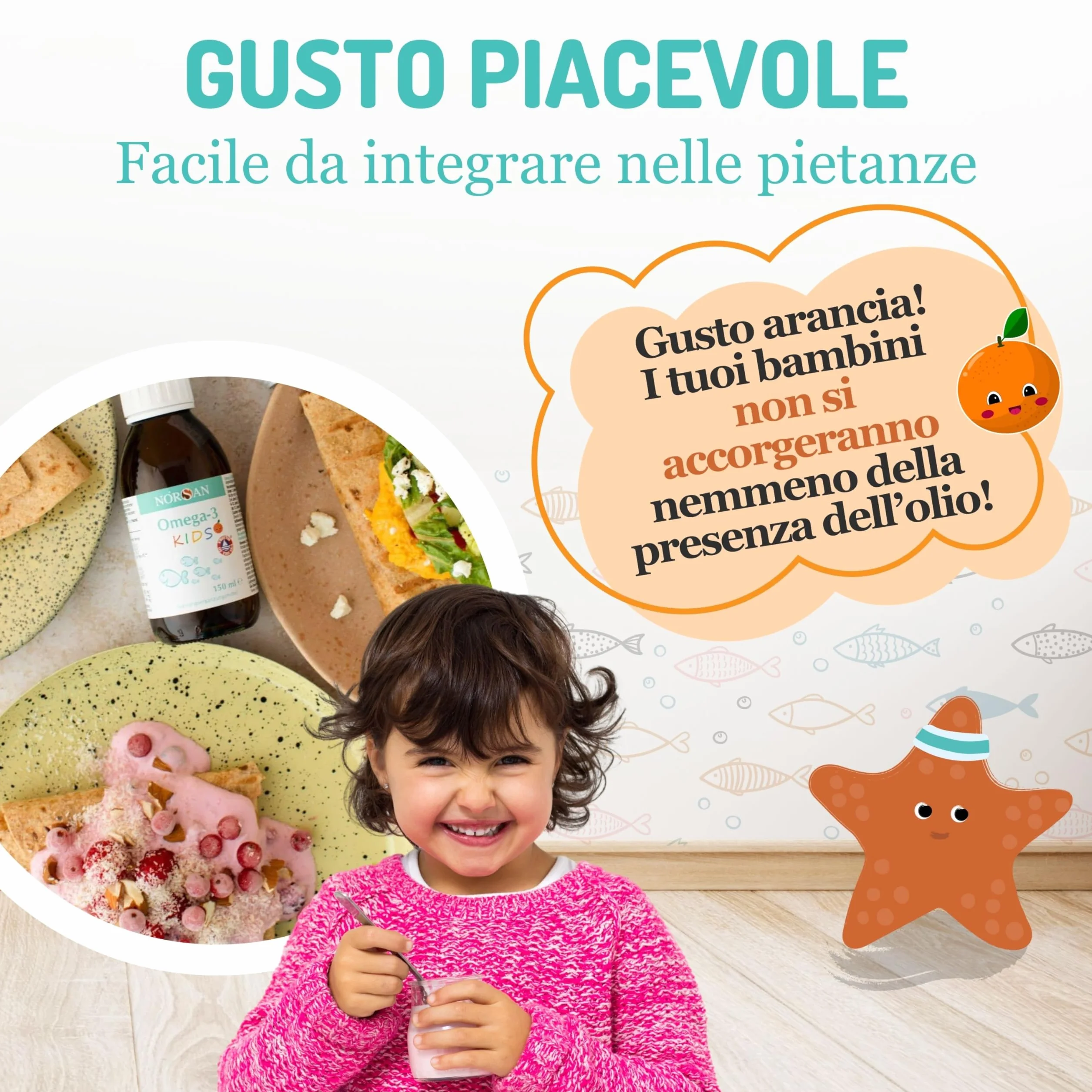 NORSAN Omega 3 FISK 150 ml – integratore bambini olio di pesce fegato merluzzo EPA DHA 1.120 mg