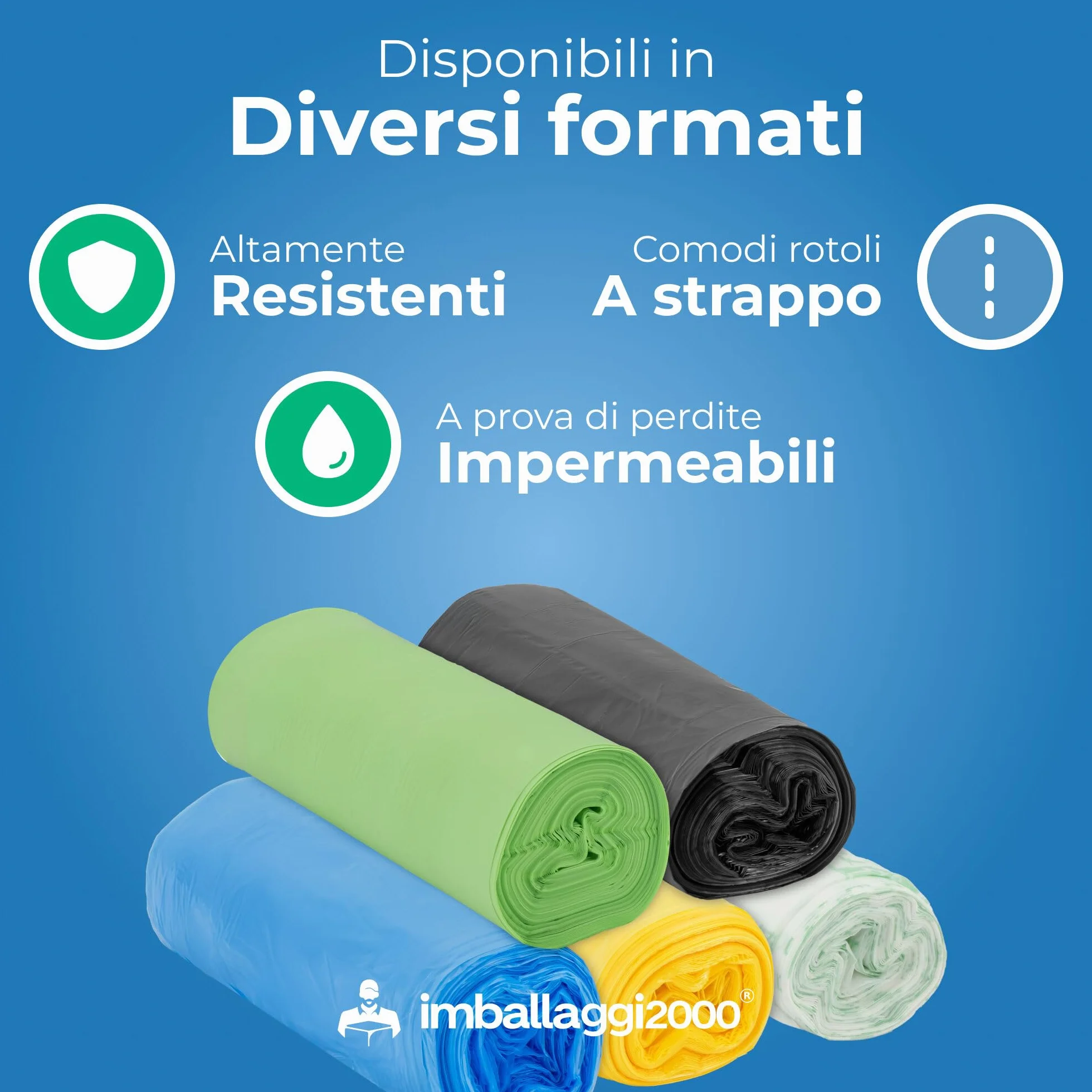 Sacchetti Spazzatura Organico 70x110 110L Biodegradabili Compostabili 50 sztuk