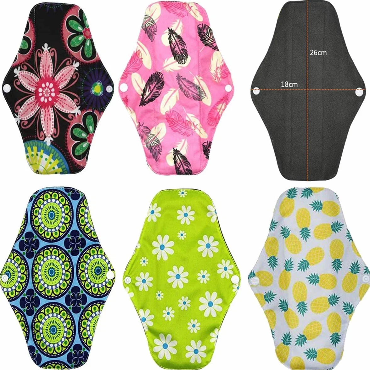 Salvaslip assorbenti lavabili multi dimensioni 11 Pezzi con Borsa di stoccaggio