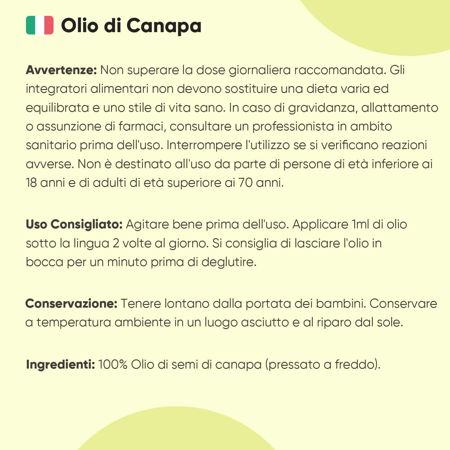 Olio di Canapa 2000mg 60ml 100% Puro Vegano Pressato a Freddo Integratore Hemp Oil