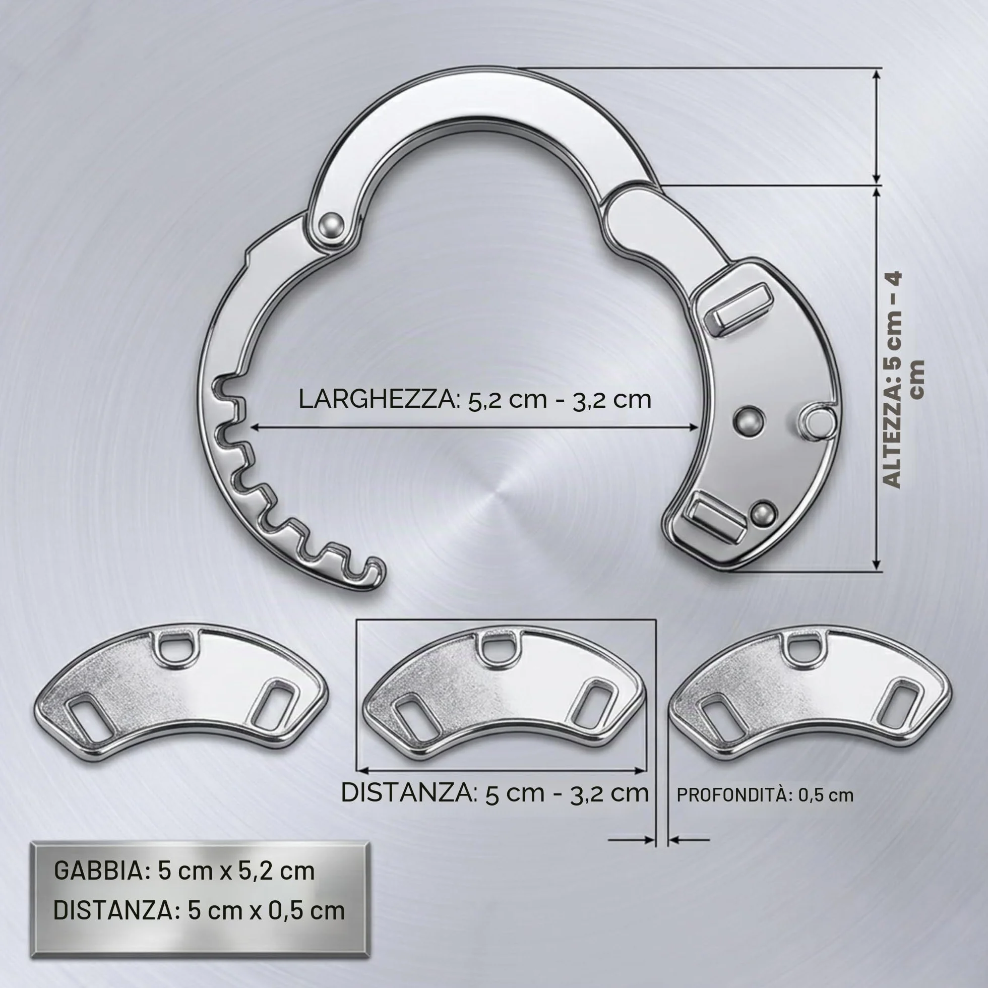 FOPS Gabbia Pene Metallo 11cm Chastity Cage Uomo Cintura Castità Maschile BDSM Sex Toy