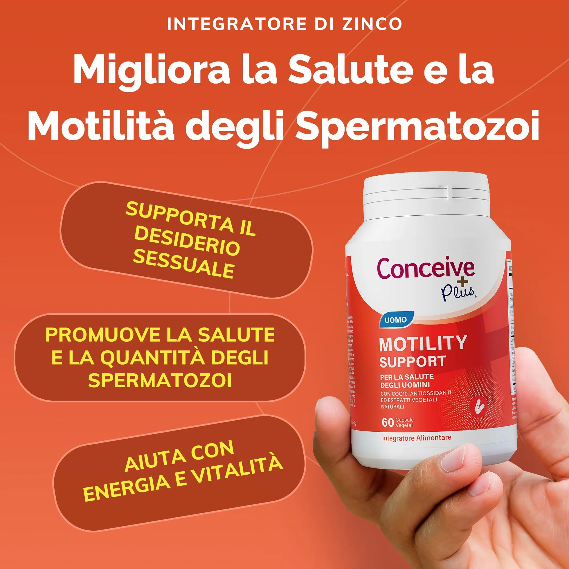 Conceive Plus Supporto per Motilità Maschile, integratore fertilità, 60 capsule