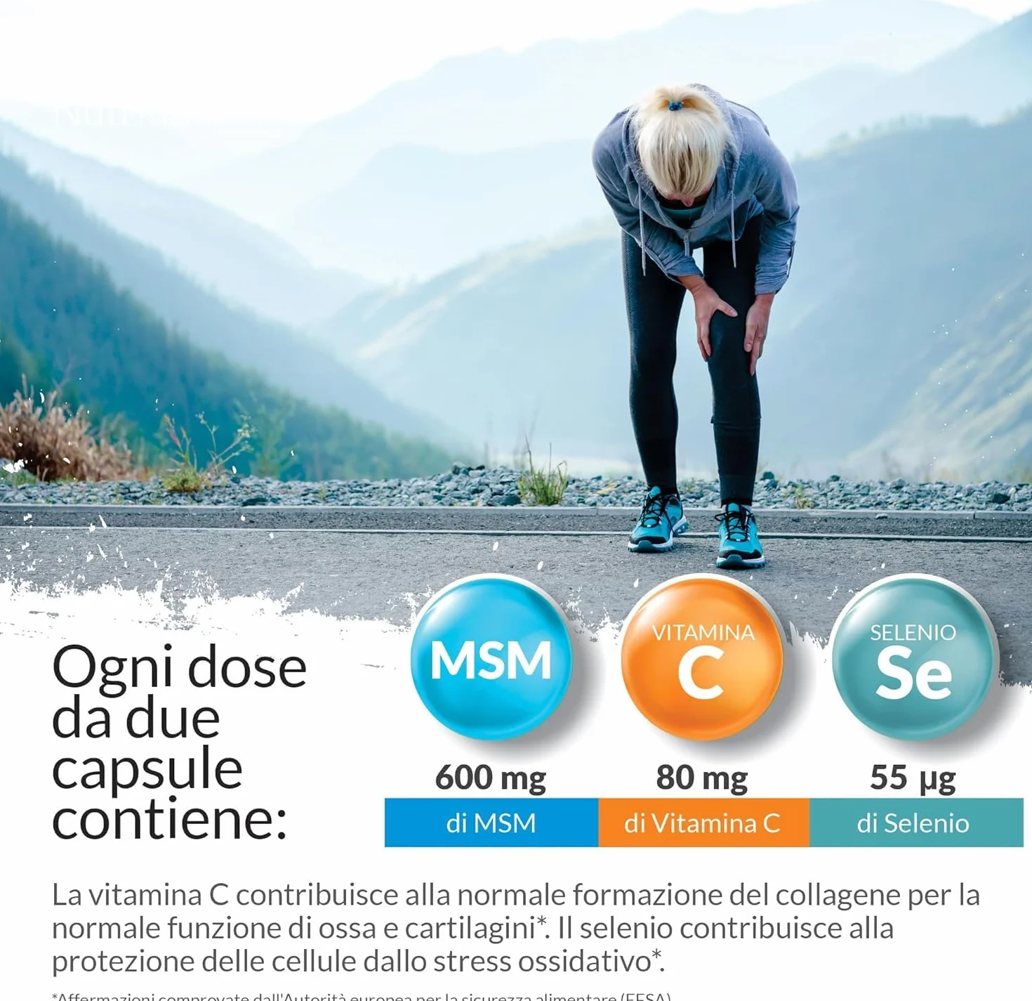 Nu U Nutrition MSM Puro Vitamina C & Selenio 180 Capsule Vegane 600mg Integratore Metilsulfonilmetano