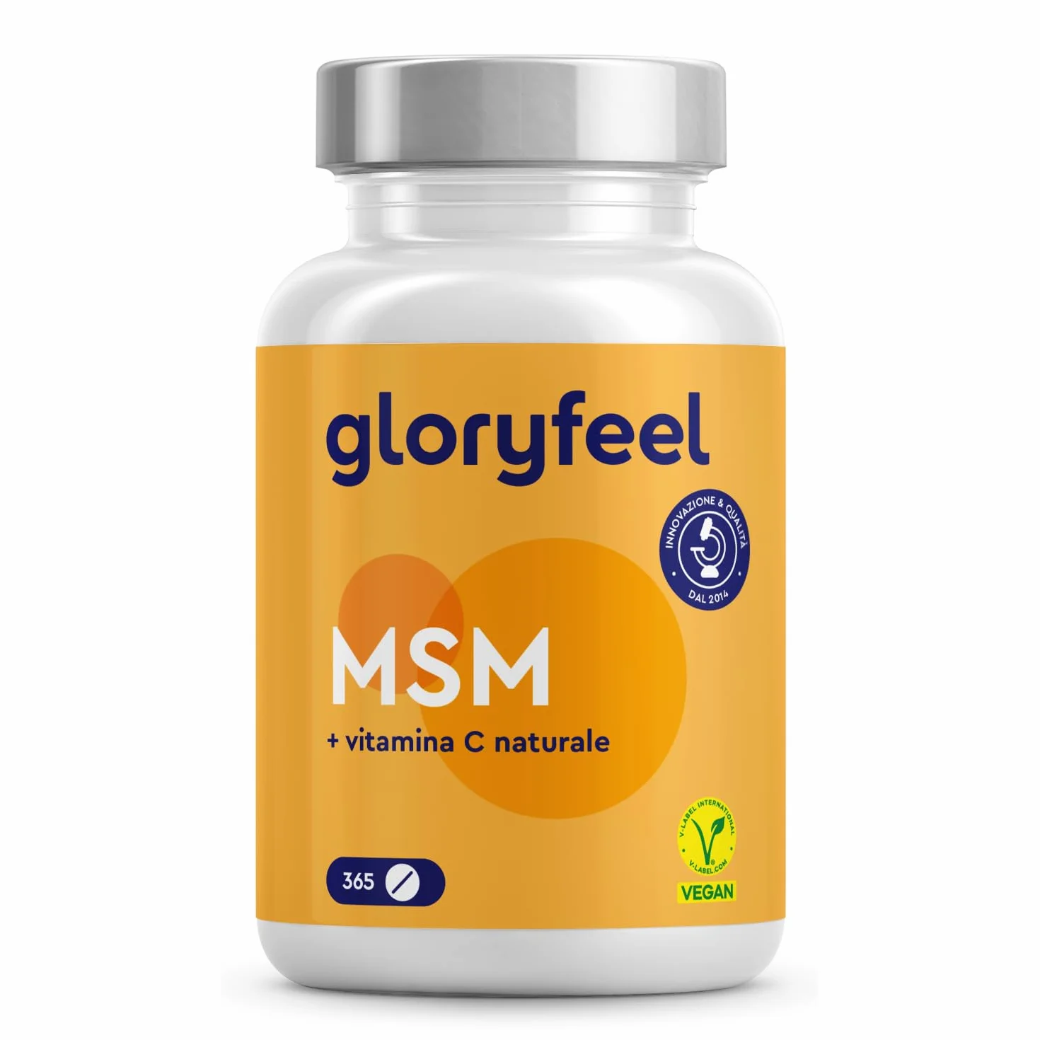 MSM 2000mg Vitamina C Acerola 365 Compresse Alto Dosaggio Metilsufonilmetano Vegano