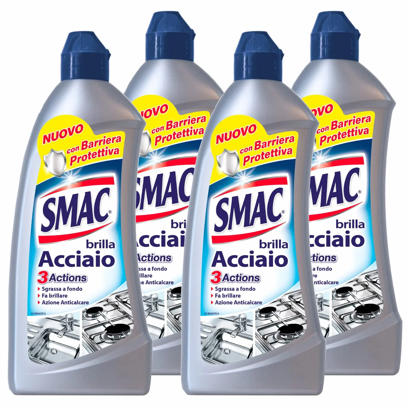 Smac Brilla Acciaio Detergente Crema Anticalcare Lucidante 520 ml x 4