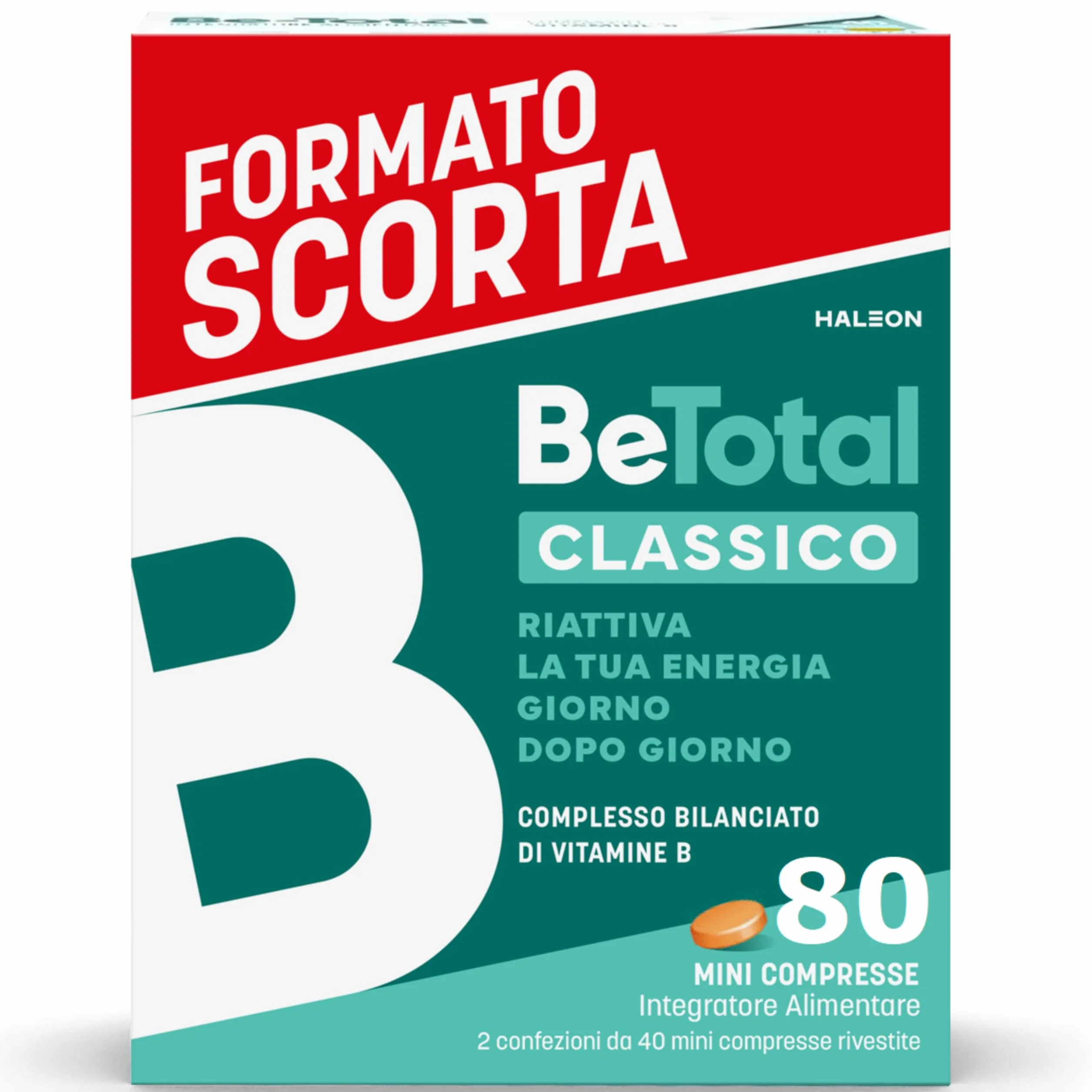 Be-Total Compresse Integratore Alimentare di Vitamina B, 80 Mini Compresse