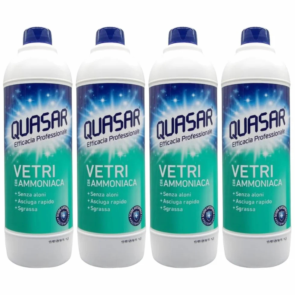 Detergente VETRI Con AMMONIACA Ricarica Asciuga Rapido Sgrassa 580ml (4 Ricariche)
