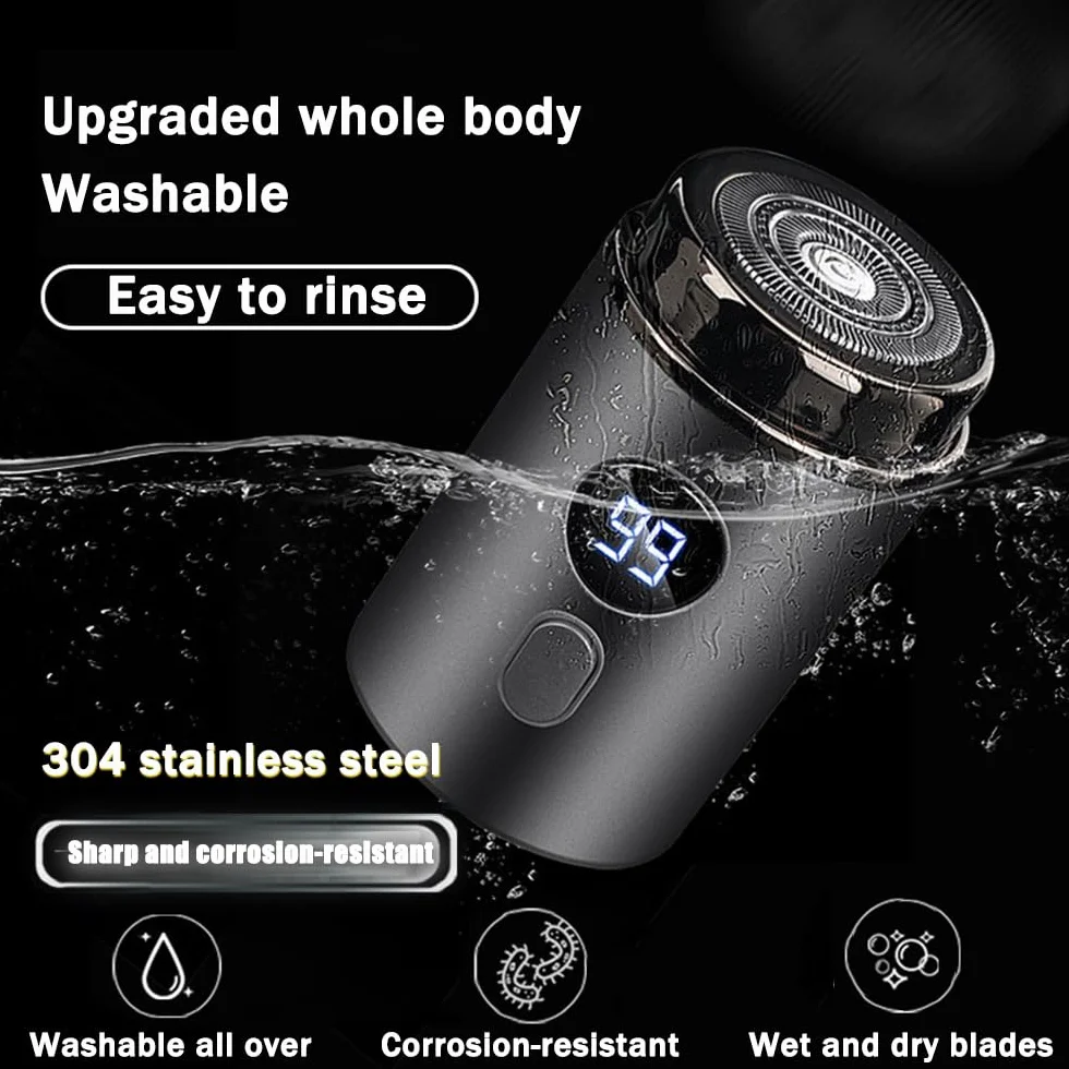 SaveEdge Technology Rasoio Elettrico Uomo IPX7 Impermeabile Wet Dry USB Ricaricabile 60 Minuti Autonomia Grigio