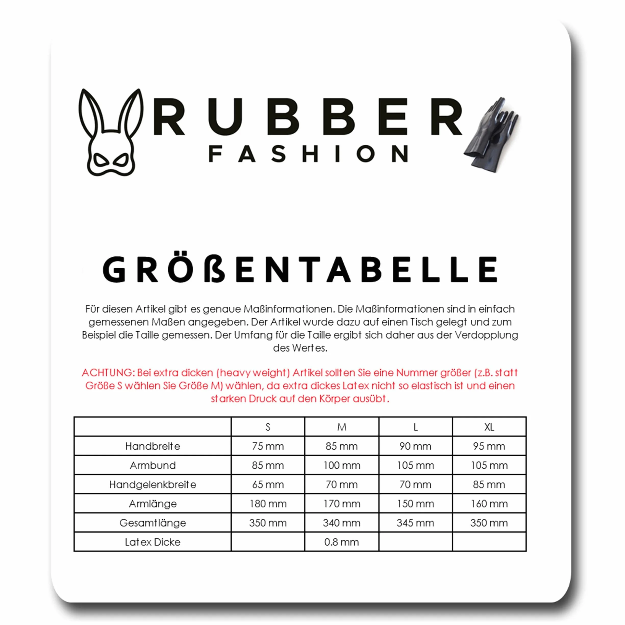 Rubberfashion Guanti in lattice corti fino al polso per donne e uomini