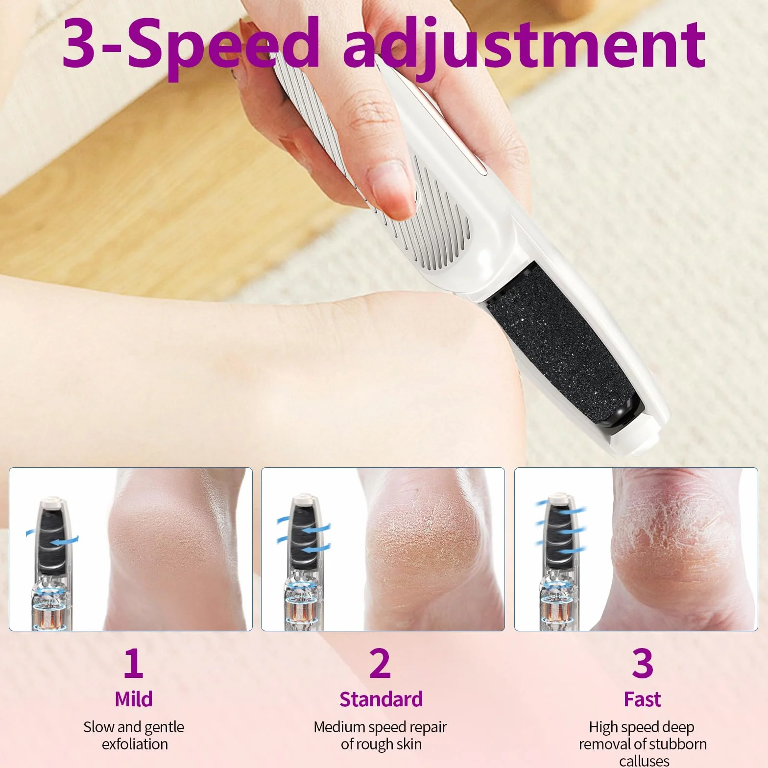 Pedicure Elettrico Professionale con 4 Rulli Intercambiabili, Rimuove Calli e Pelle Secca, Lima per Piedi Ricaricabile
