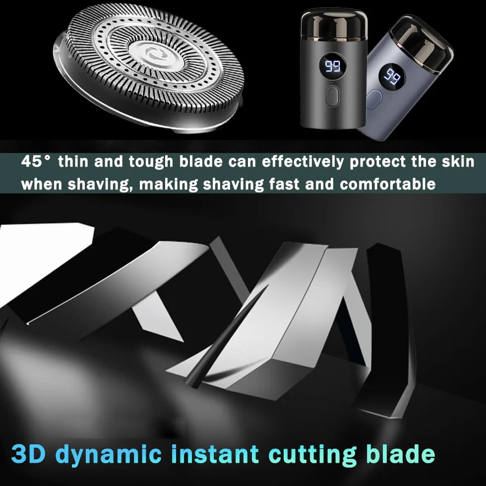 SaveEdge Technology Rasoio Elettrico Uomo IPX7 Impermeabile Wet Dry USB Ricaricabile 60 Minuti Autonomia Grigio