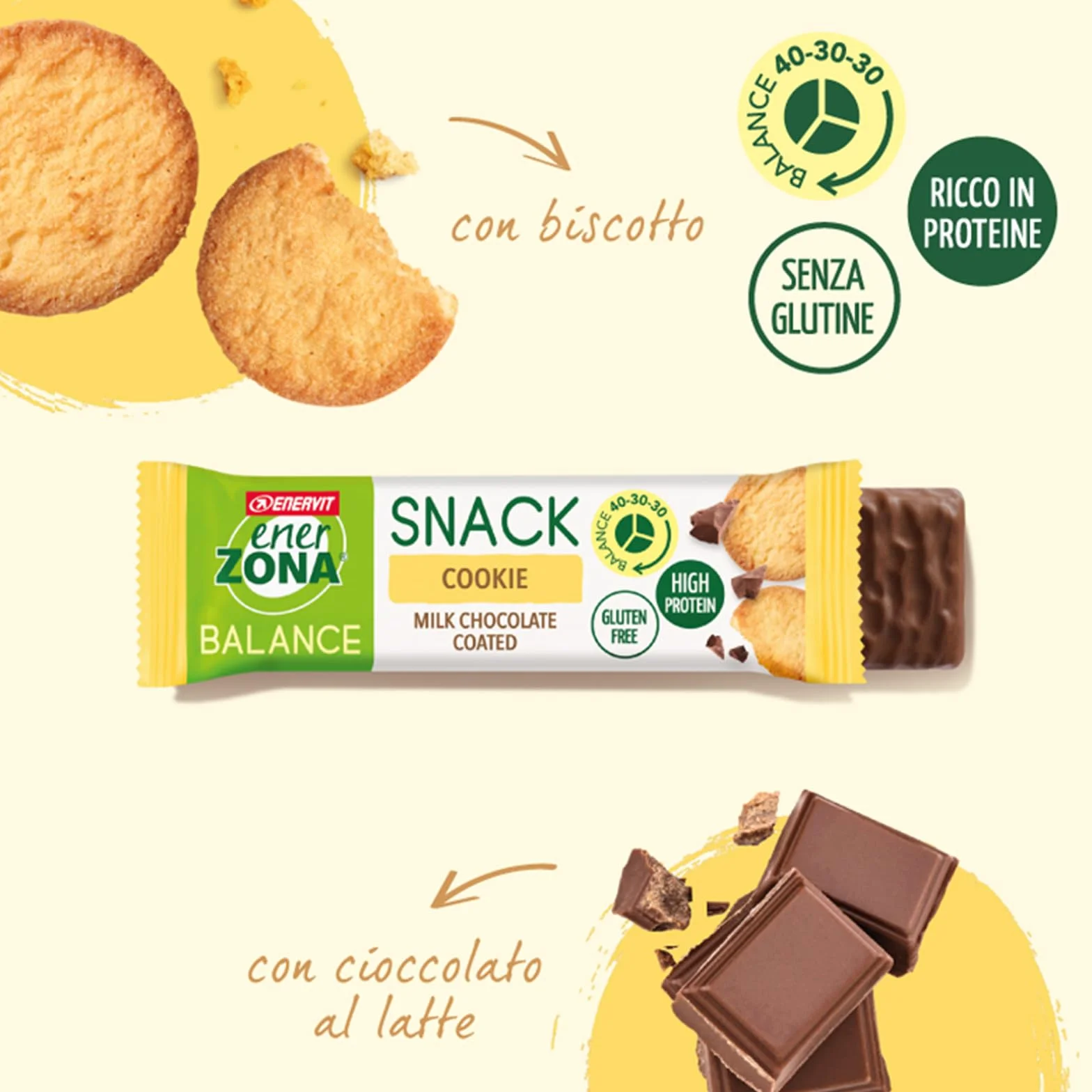 Enervit EnerZona Protein Snack Variety Pack Barrette Assortite 33gr 5 Pistacchio 5 Cookie 5 Salty Caramel