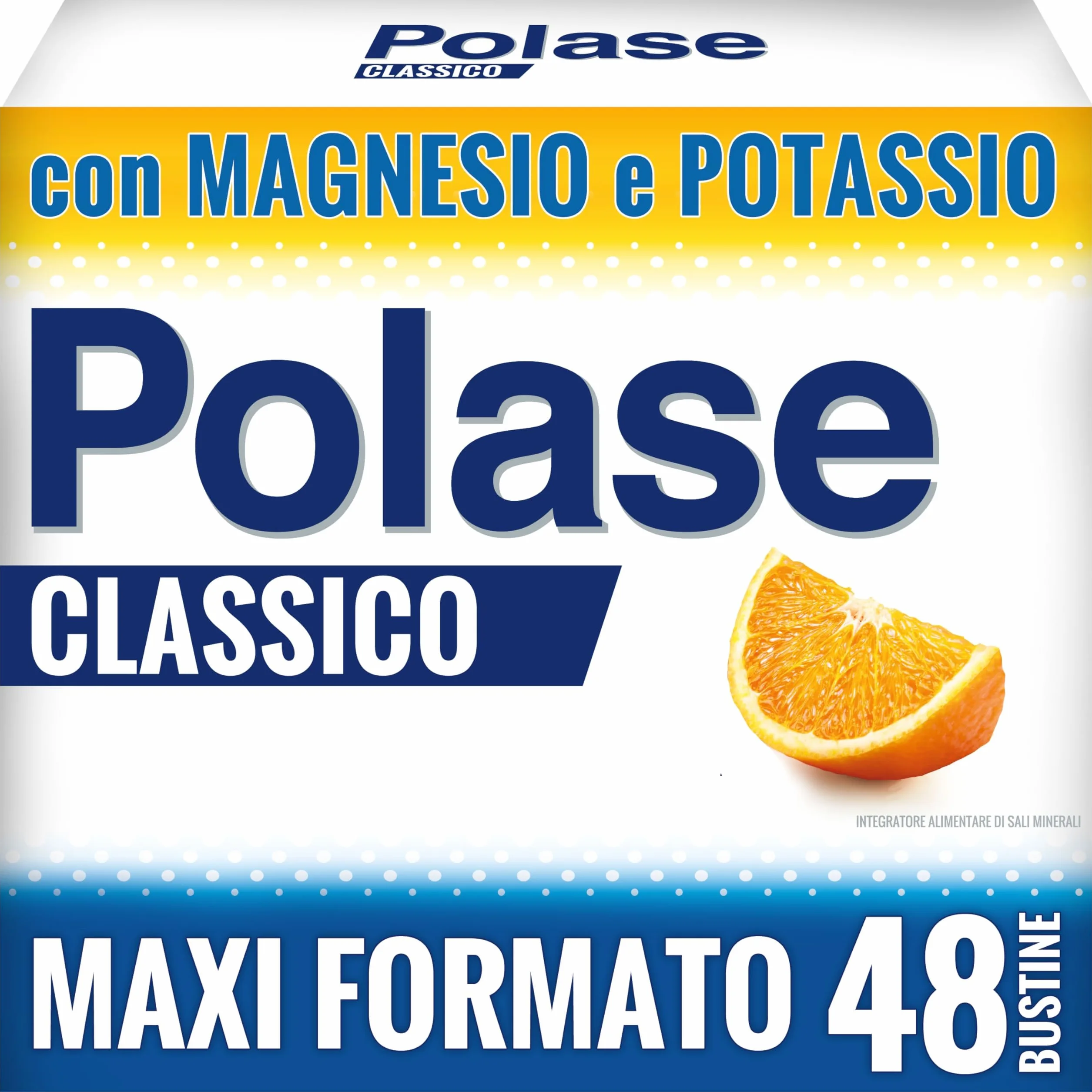 Polase Classico Magnesio e Potassio Integratore Alimentare contro Stanchezza e Fatica Fisica Gusto Arancia 48 bustine
