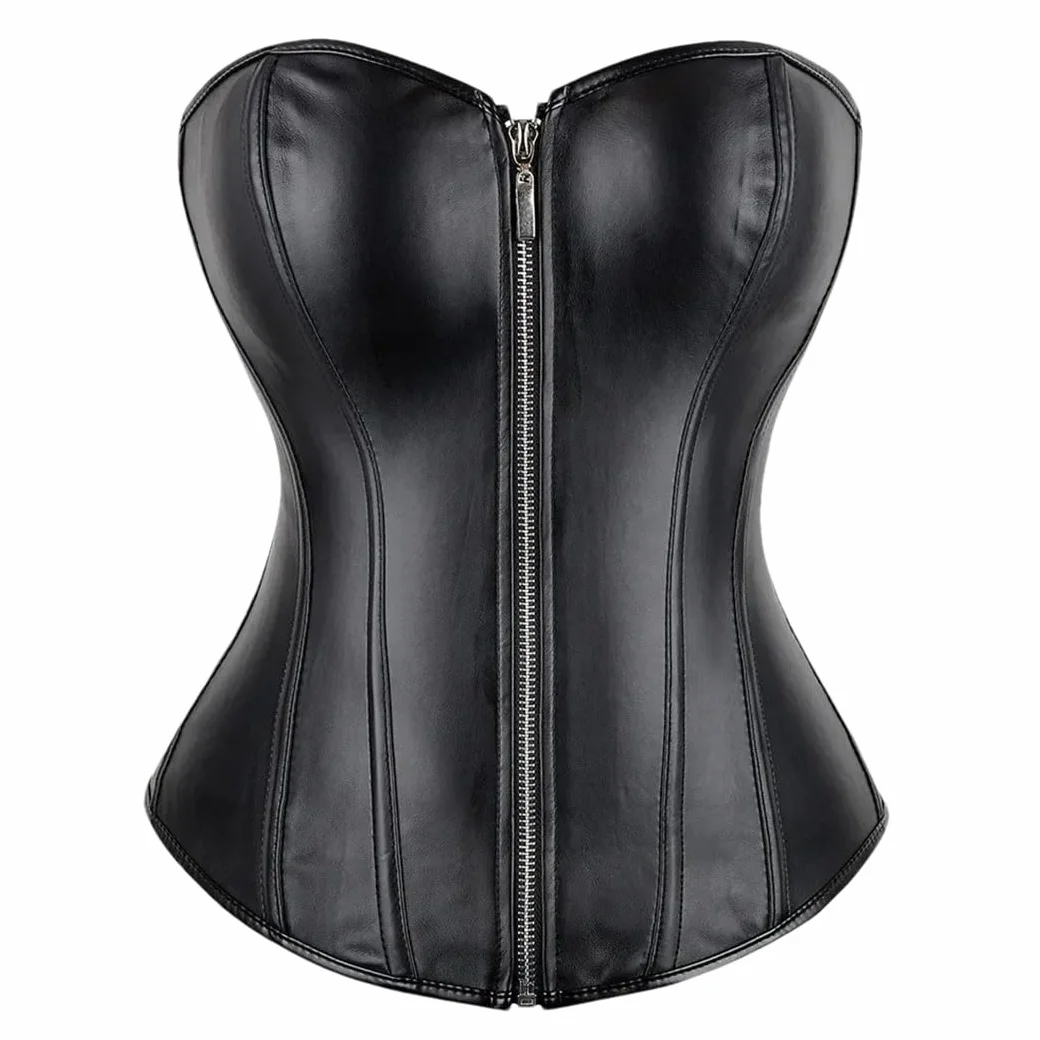 Corsetto da donna in pelle stile gotico steampunk overbust top