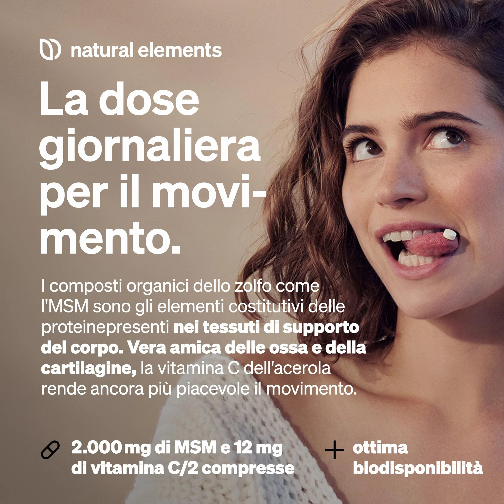 MSM 2.000 mg + Vitamina C Naturale 365 Compresse Metilsulfonilmetano Alto Dosaggio Vegano Testato in Laboratorio