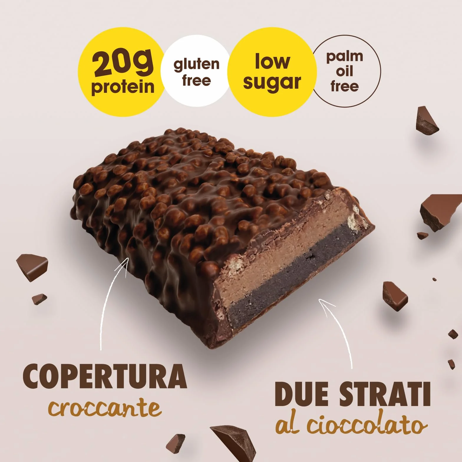 Enervit The Protein Deal Crunchy Double Choco Storm Barrette Proteiche Cioccolato Fondente 20g Proteine 0,1g Zuccheri Senza Glutine 12x55g