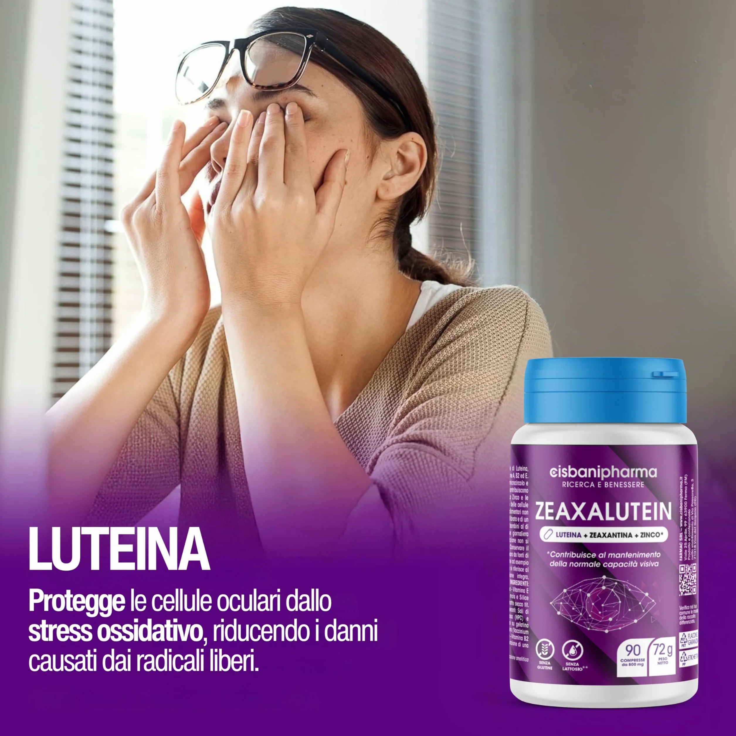 CISBANI PHARMA Luteina e Zeaxantina 800mg Integratore Occhi Vista Antiossidante 90 Compresse