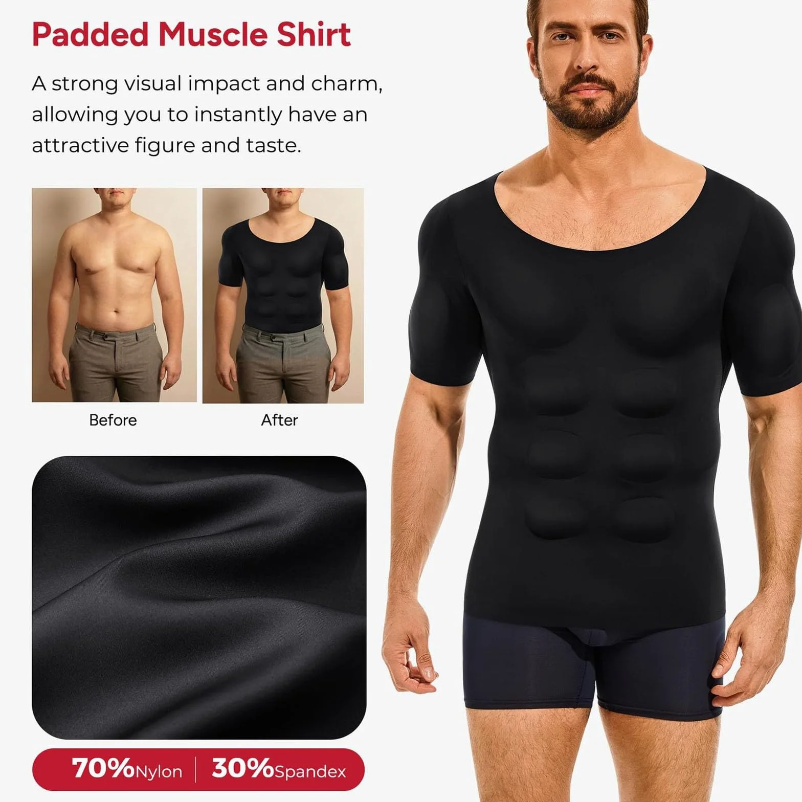Camicia muscolare a maniche corte falso petto per adulti e bambini