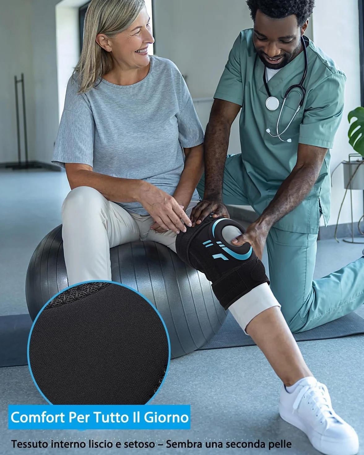 ABYON Ginocchiera Regolabile per Menisco Artrosi ACL MCL Supporto Rotuleo in Neoprene con Stabilizzatori Laterali