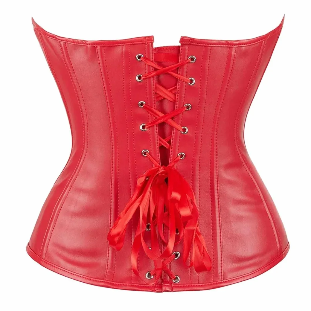 Corsetto da donna in pelle stile gotico steampunk overbust top