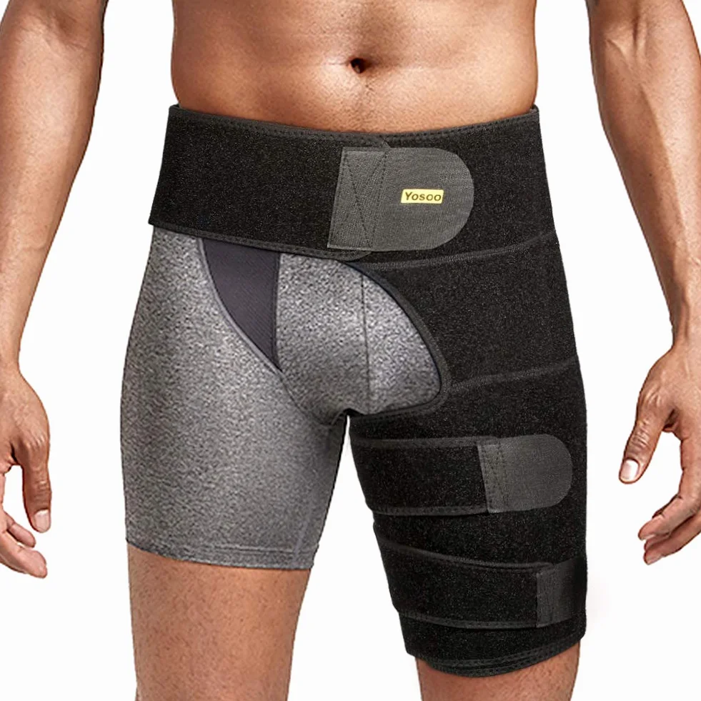 Fascia Elastica Compressione Regolabile per Inguine e Coscia, Cinturino Anca Sollievo Dolore Nervo Sciatico, Uomo e Donna (Nero)