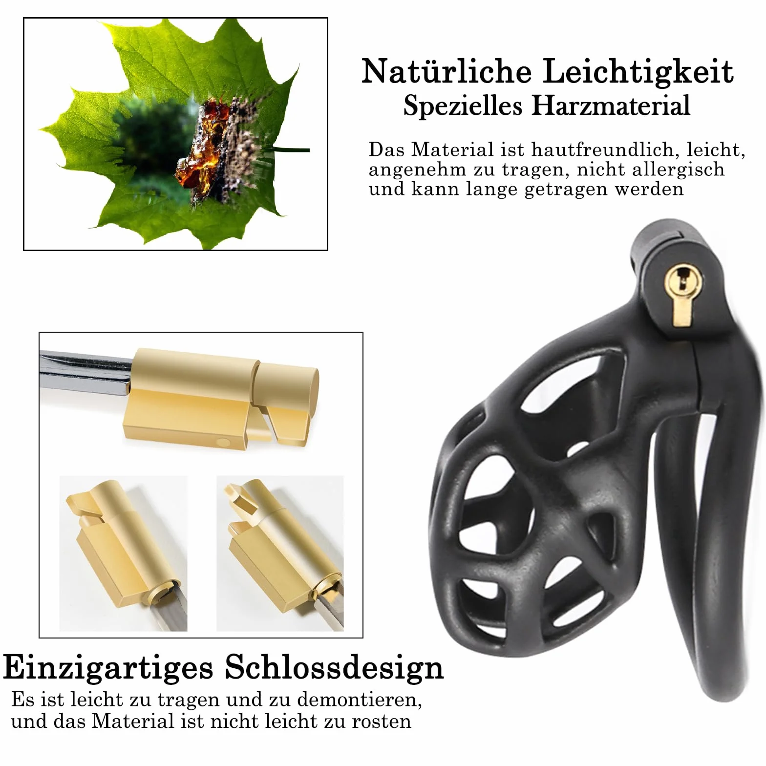 BDSMYOU Chastity Cage Gabbia per Pene Sex Toys Bondage Uomo con 4 Anelli Testicolari Arcuati (XS)