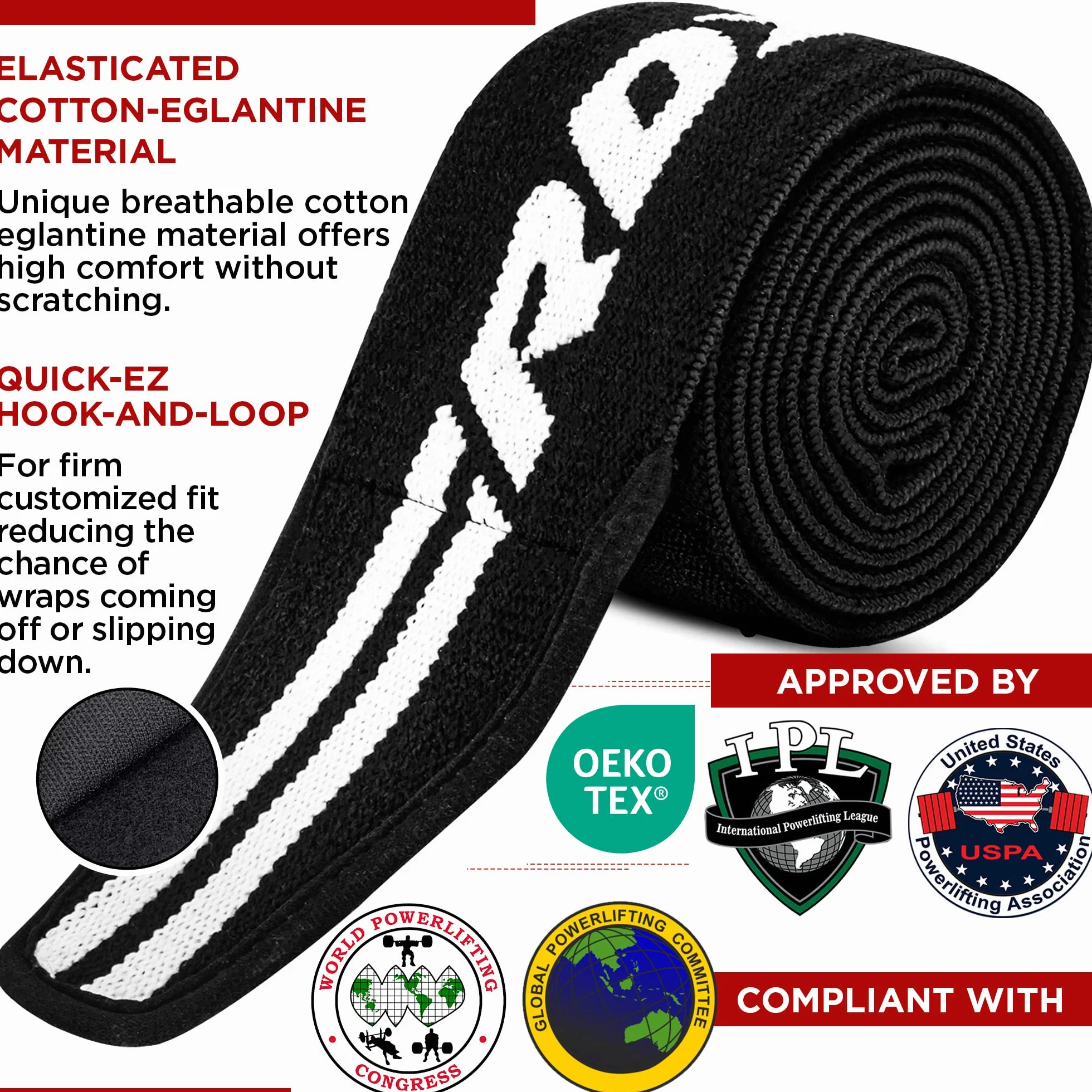 RDX Fascia Powerlifting Ginocchio Supporto 200cm Pesistica Elastica Bendaggio Knee Wraps