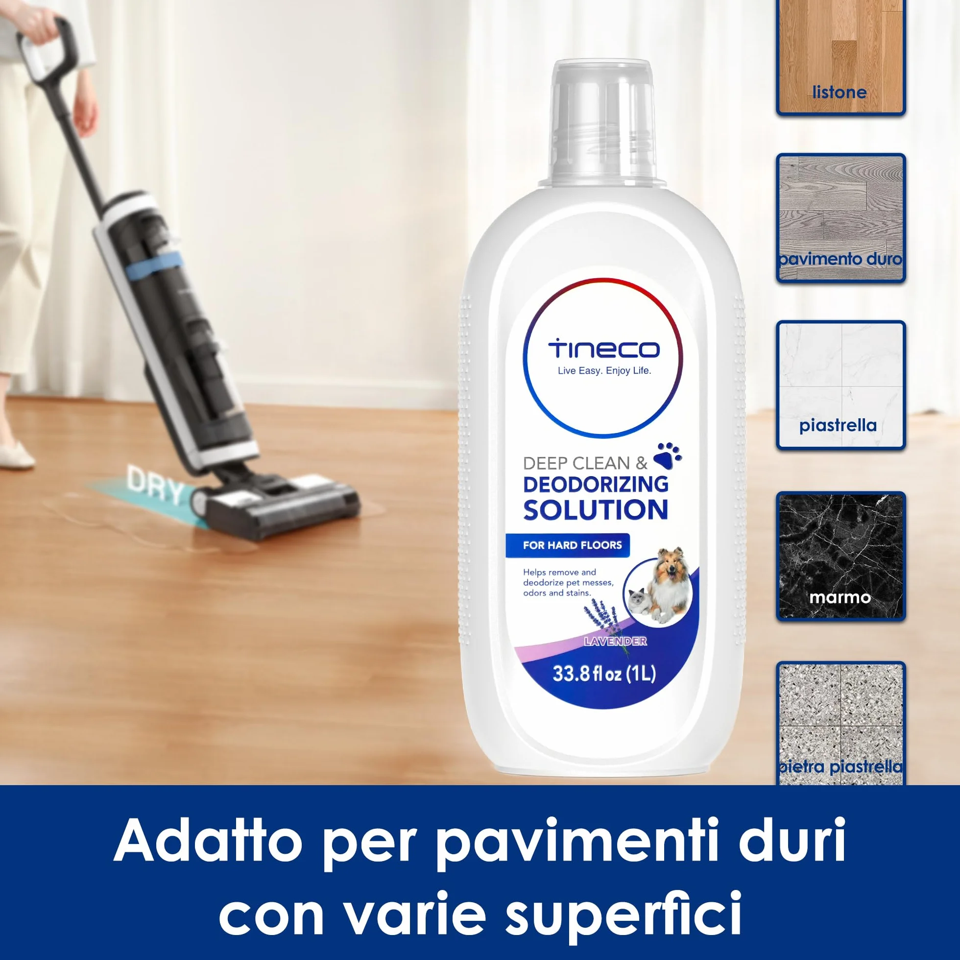 Tineco Soluzione Pulizia Pavimenti 1L Lavanda per iFloor 2/3 Breeze FLOOR ONE S3 S5 S5 Pro 2 S6 S7 Pro