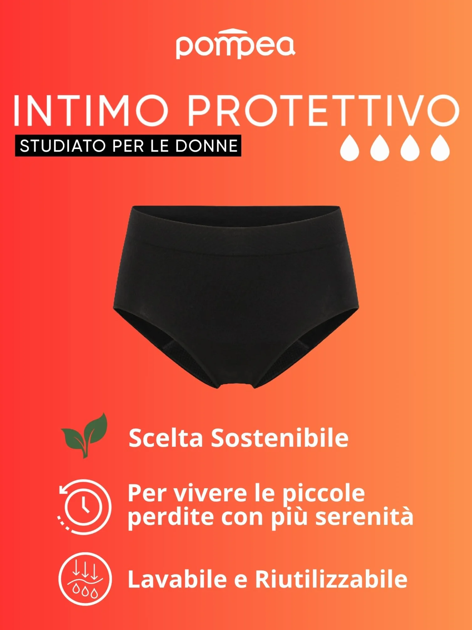 POMPEA Slip Donna Protettivo per Piccole Perdite, Mutande Assorbenti Lavabili Riutilizzabili
