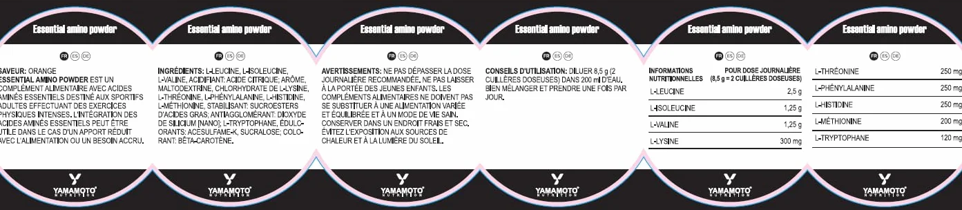 YAMAMOTO NUTRITION Essential AMINO POWDER 300 g EAA BCAA 2:1:1 Gusto Arancia