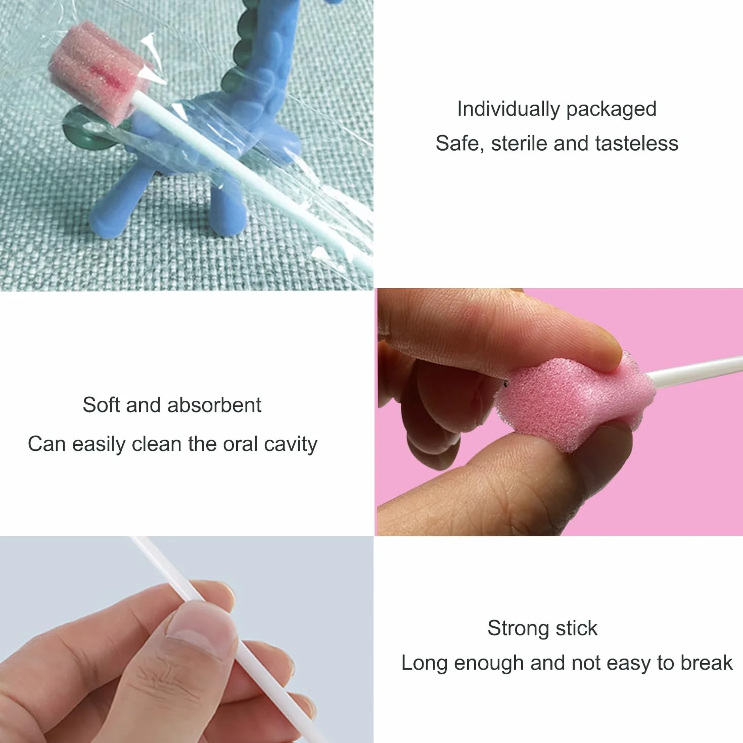 Tamponi Dentali Monouso 80pz Spugnette Pulizia Bocca Sterili (Rosa)